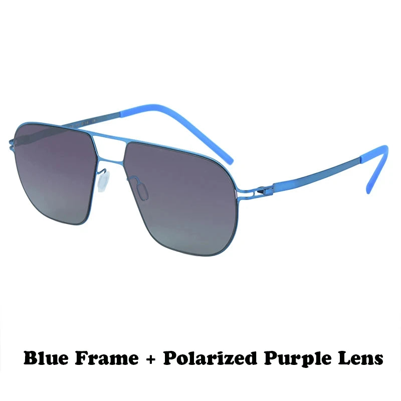 Aimee Men's Full Rim Oval Double Bridge Screwless Titanium Sunglasses 19140 - Lightweight Polarized UV Protection for Driving, Outdoor Sports & Fashion Accessories