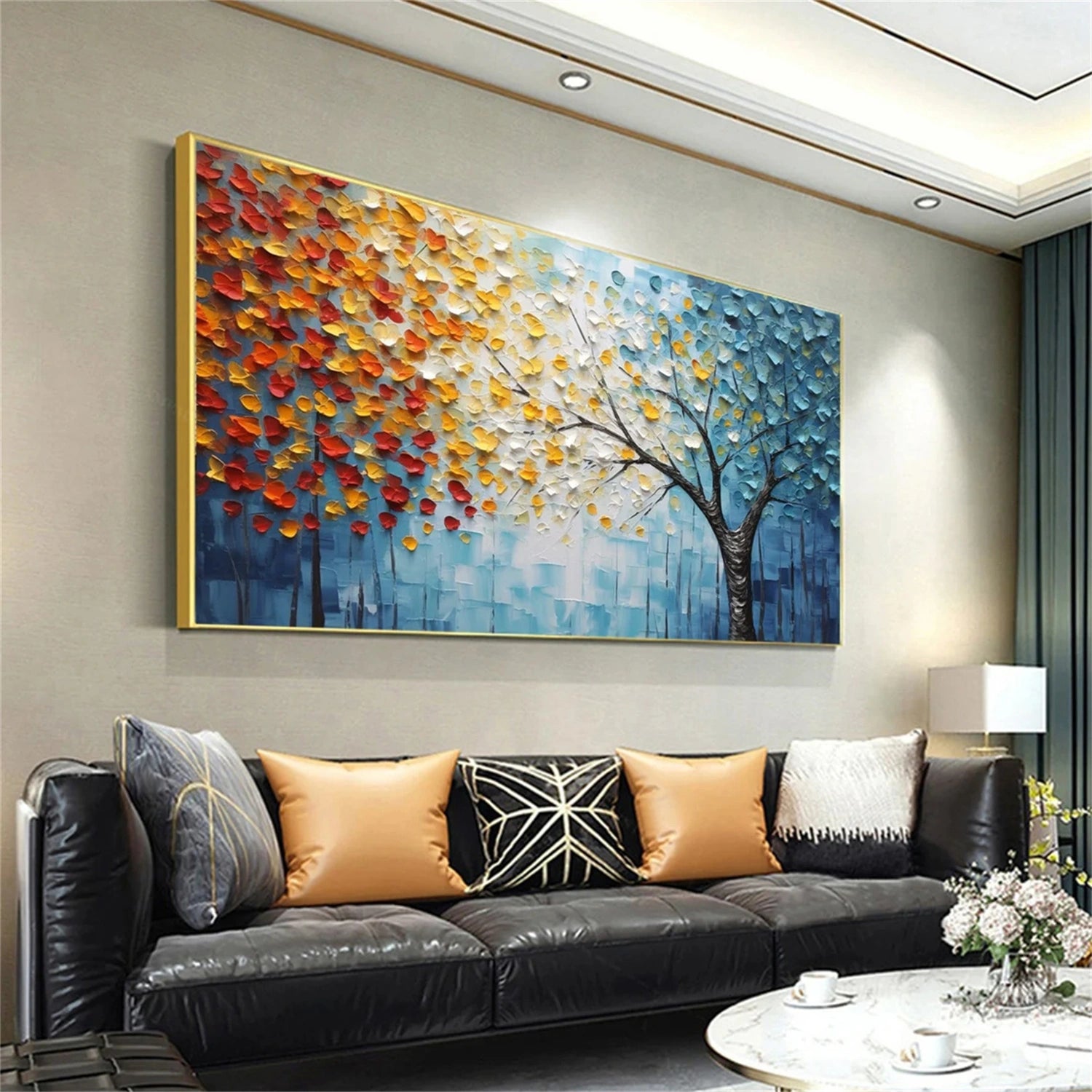 Flower and Tree Painting #FT108 - Handmade Canvas Art for Home Decor, Office & Gift Ideas