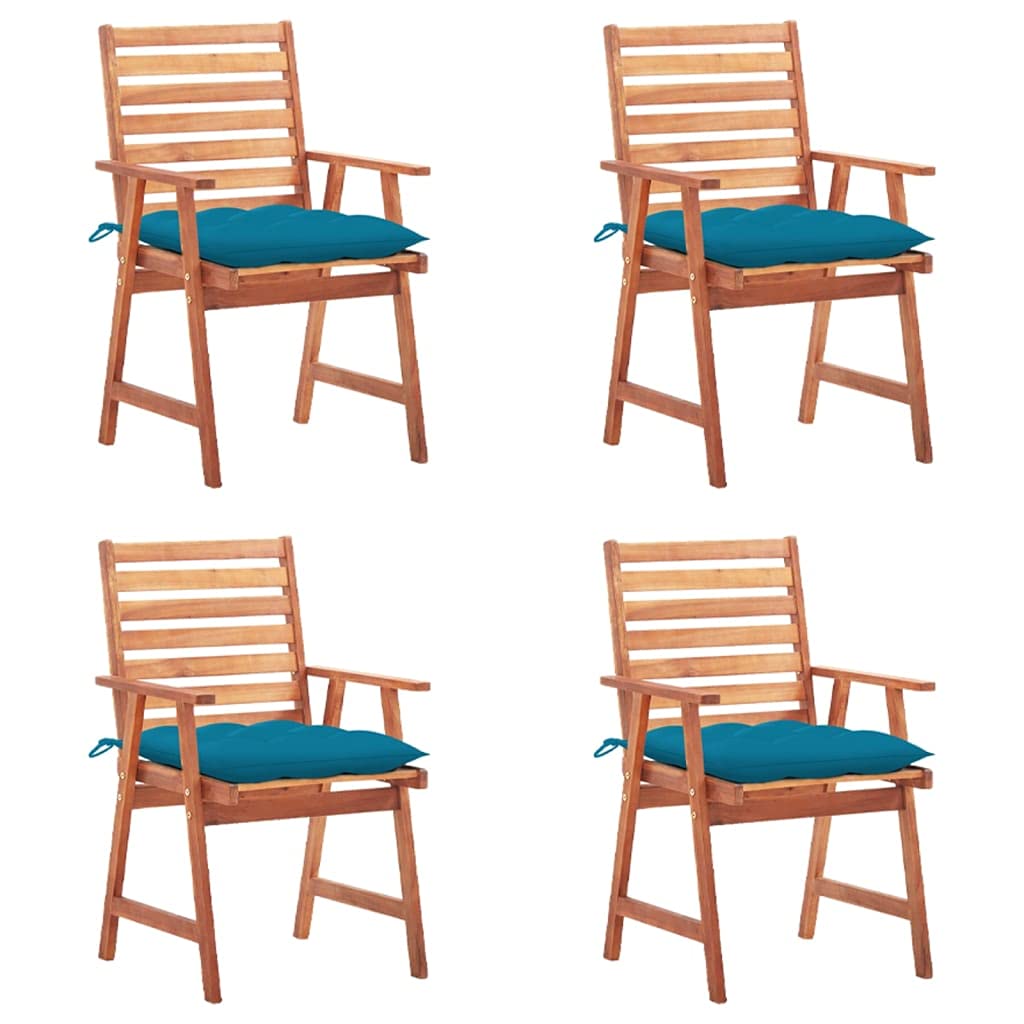 Aisifx 4-Piece Patio Dining Chairs Set with Cushions - Solid Acacia Wood Outdoor Furniture (Blue, 32.8g) - Perfect for Backyard, Garden, and Poolside Relaxation
