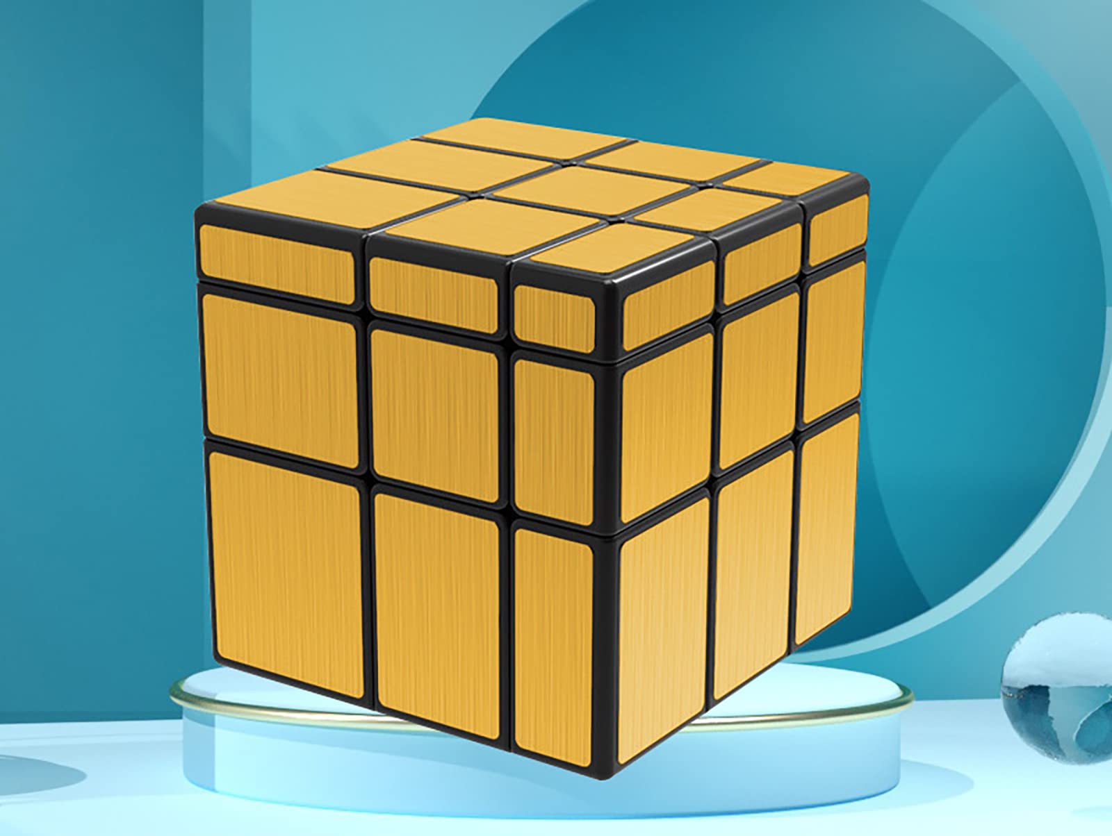 Golden 3x3x3 Mirror Cube - Magic Speed Cube Puzzle for Kids & Adults | 3D Brain Teaser for Stress Relief, Office Desk Toy & STEM Learning