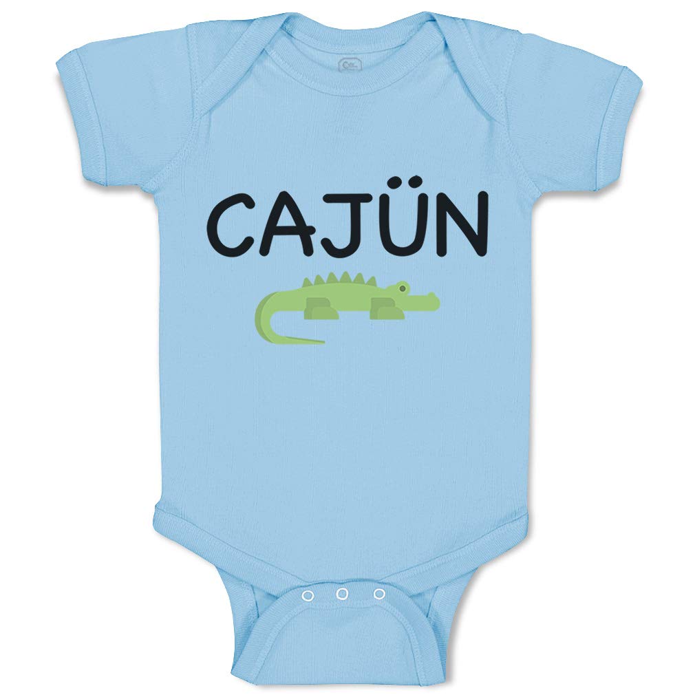 Custom Cajun Alligator Funny Baby Bodysuit - 100% Cotton Louisiana-Themed Infant Clothes for Boys & Girls (Light Blue, 6 Months) - Perfect for Mardi Gras, Family Photos & Louisiana Pride Gifts