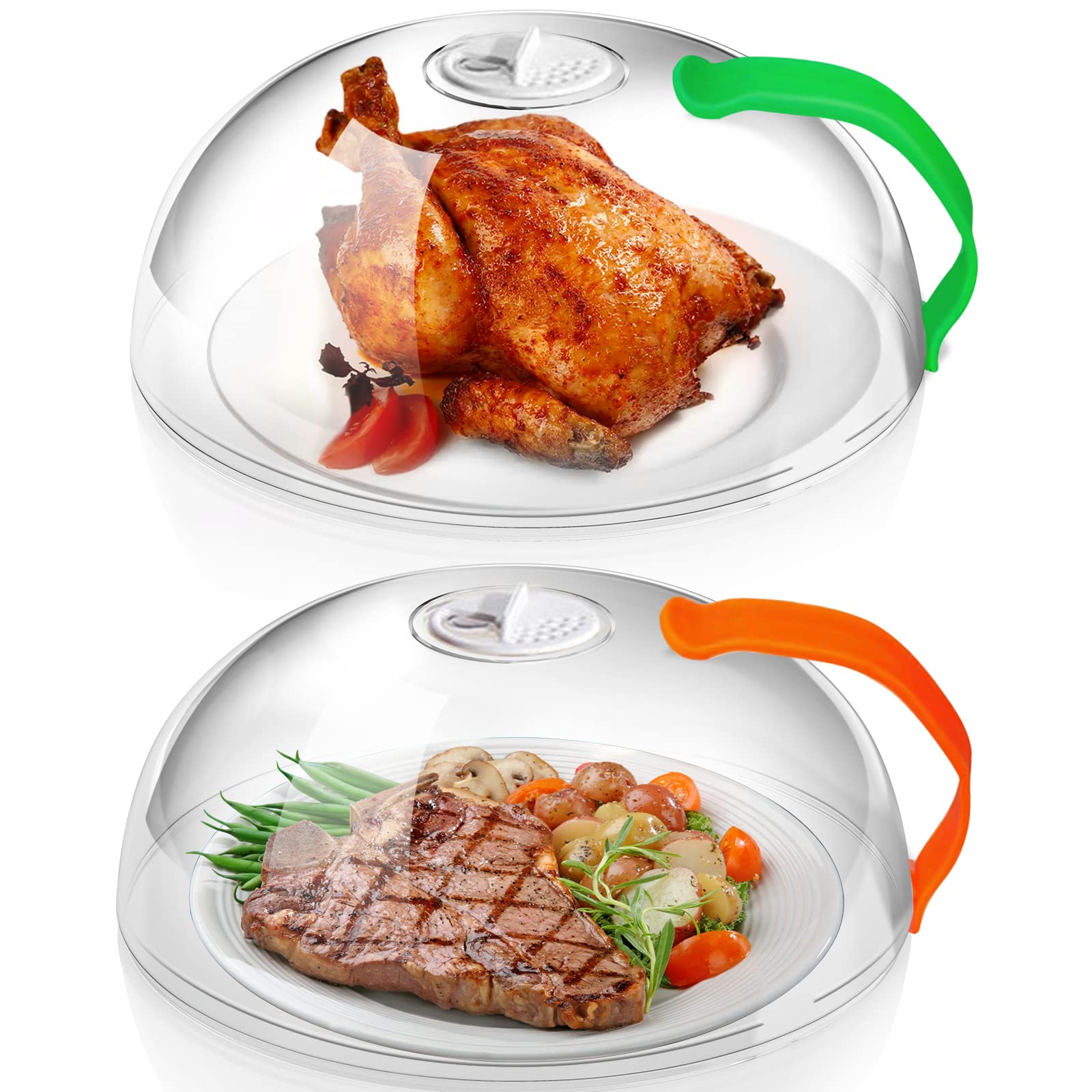 BPA-Free Microwave Cover for Food Splatter Protection - 2 Pack with Handle & Steam Vents | Keeps Microwave Oven Clean | Perfect for Reheating Meals, Popcorn & Leftovers