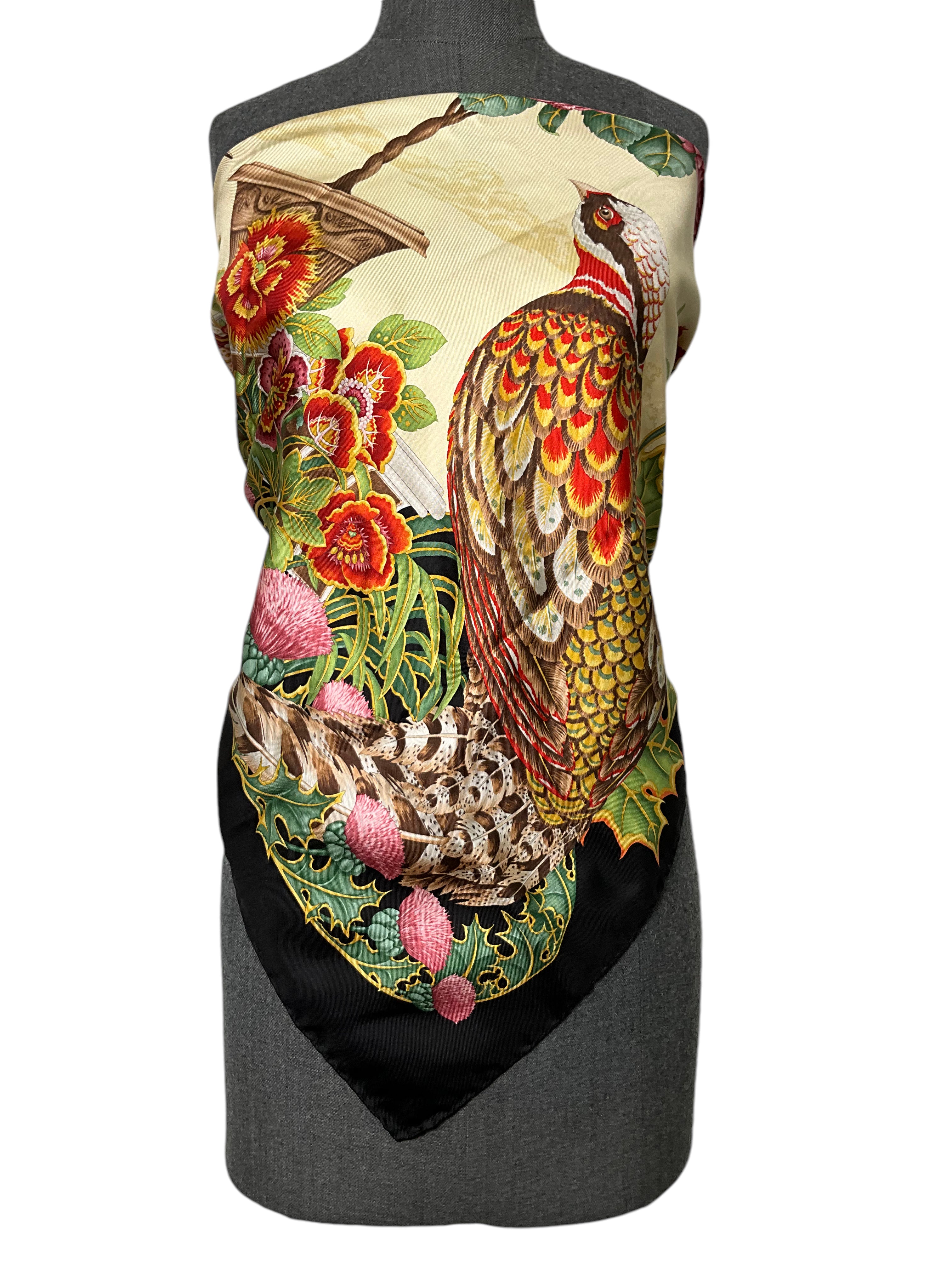 Salvatore Ferragamo Floral Bird Print Silk Scarf for Women - Luxury Fashion Accessory for Parties, Weddings & Special Occasions