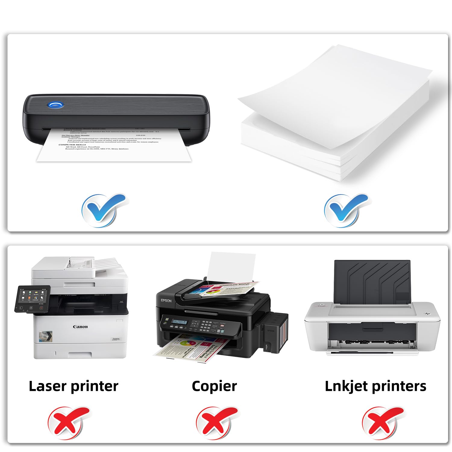 8.5 x 11 Inch Thermal Printer Paper (200 Sheets) - Compatible with A80/A81 Portable Thermal Printers | Automatic Folded Printing Paper Feed | Ideal for Shipping Labels, Receipts & Barcode Printing