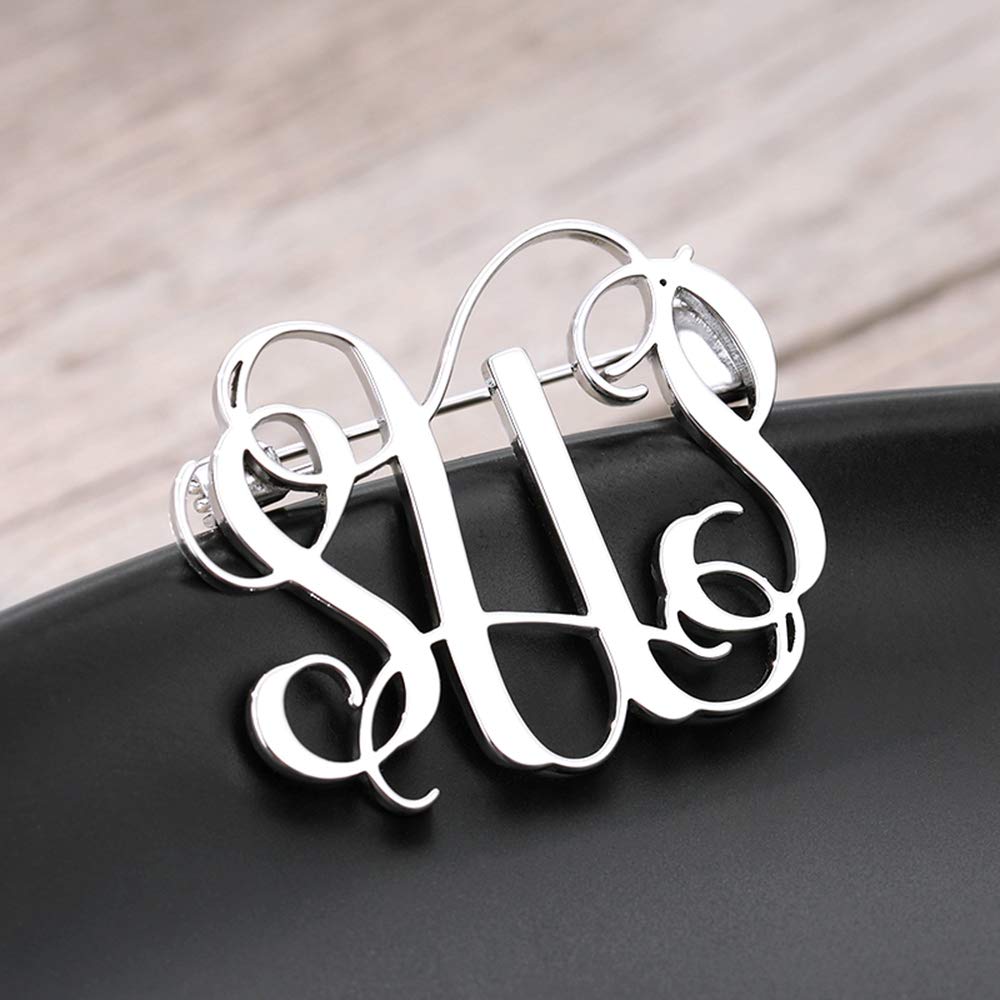 Personalized Monogram Brooch for Women - Custom Initial Name Pin Jewelry Gift for Mom, Sister, Friend - Perfect for Weddings, Anniversaries & Special Occasions