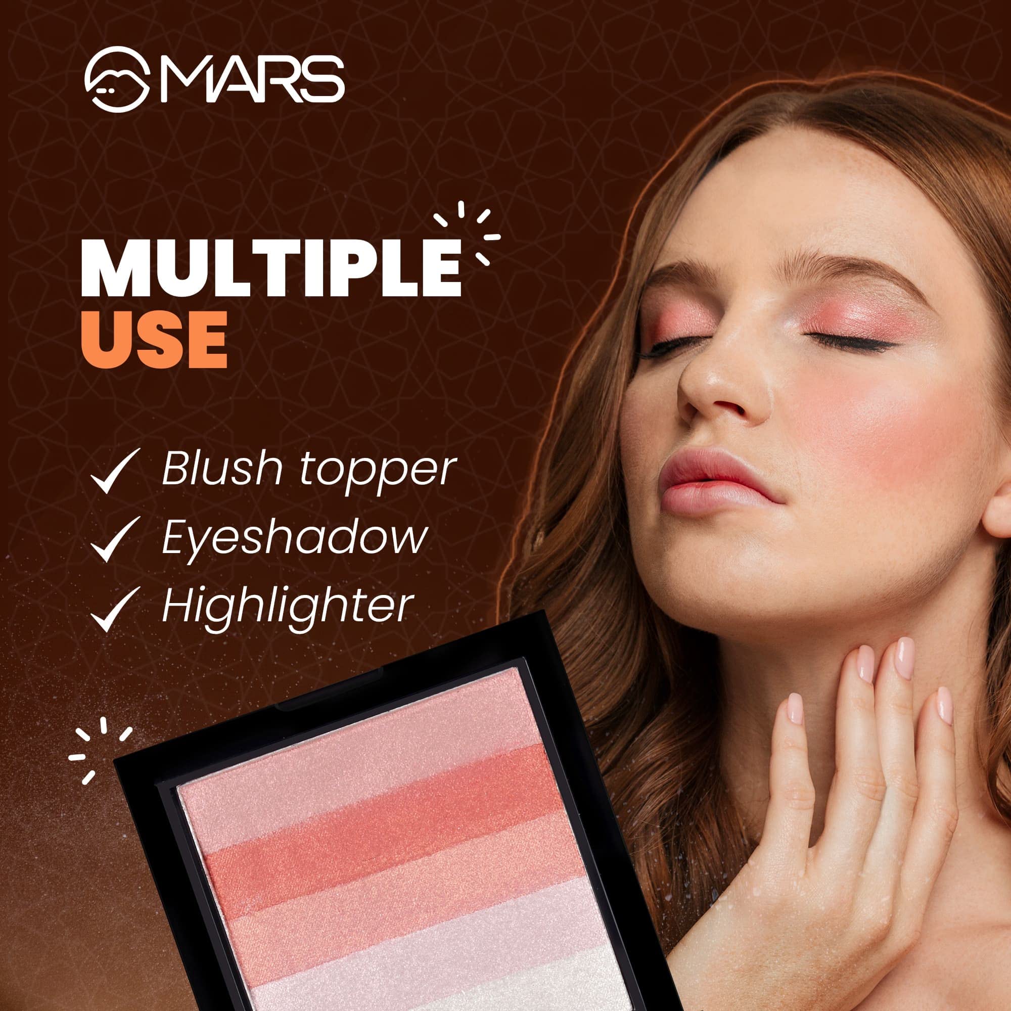 MARS 5-in-1 Highlighter & Blush Palette | Buildable Face Makeup Compact (7.5g) | Shade-04 | Perfect for Contouring, Highlighting & Everyday Glow | Great for Travel & On-the-Go Touch Ups