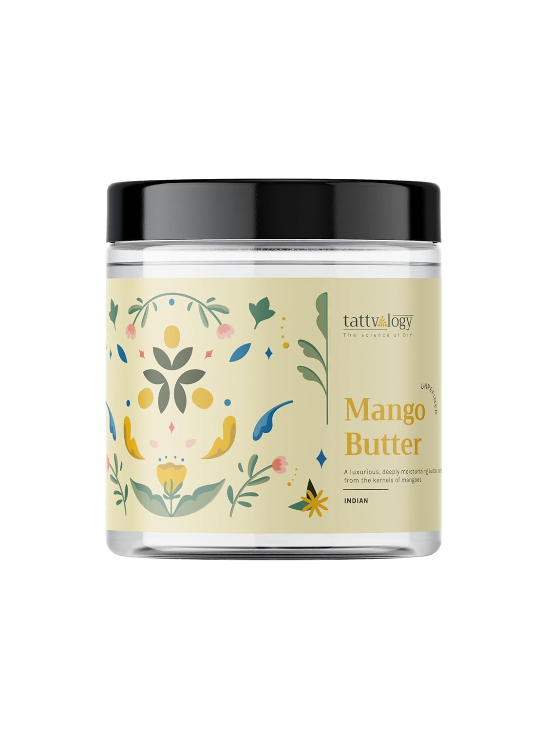 100% Pure Raw Unrefined Mango Butter for Skin & Hair - Natural Body Butter for Dry Skin, Lip Balm Cream - Deep Moisturizing & Nourishing Treatment - Plastic Jar 100g - Perfect for DIY Beauty, Massage, and Skincare Routine