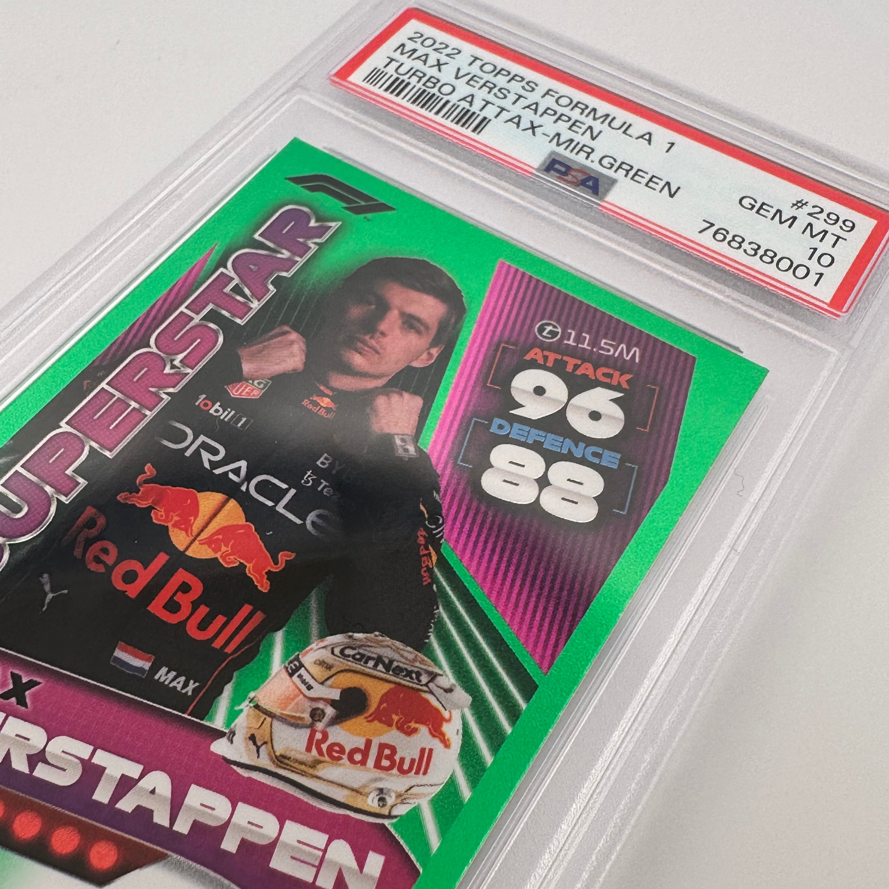PSA 10 Max Verstappen #299 Mirror Green 401/500 - Limited Edition Trading Card for Collectors & Racing Fans