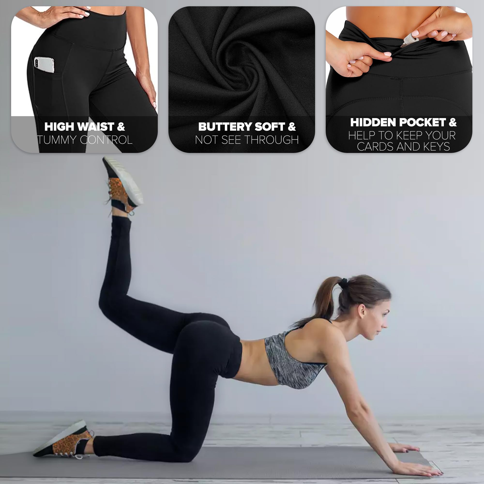 Love My Fashions® Women's High Waisted Yoga Pants - Tummy Control Workout Leggings with Pockets, Stretchy Gym Sports Pants for Running, Training & Everyday Wear