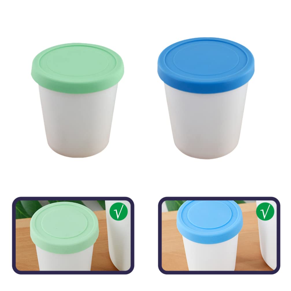 2-Pack Hemoton Round Ice Cream Cups with Lids - Reusable Freezer-Safe Dessert Containers for Ice Cream Storage, Gelato, Sorbet & Frozen Treats - Perfect for Home, Parties & Ice Cream Shops