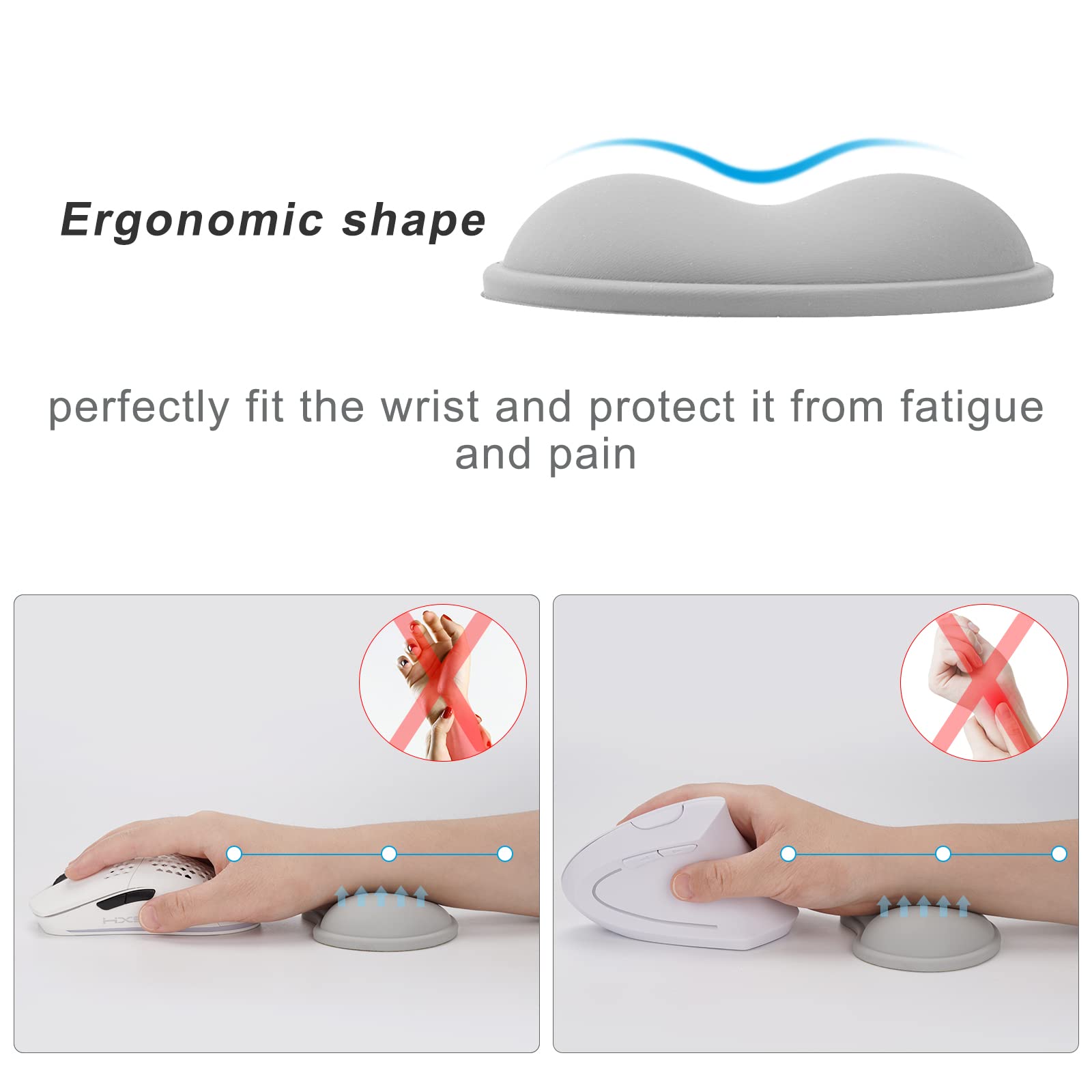 GROLEBO Ergonomic Wrist Rest Pad - Non-Slip Gel Mouse & Keyboard Support for Office, Gaming & Home Use | Comfortable Vertical Wrist Cushion for Computer, Laptop & PC Workstations (Gray) - Perfect for Long Hours Typing, Gaming & Coding