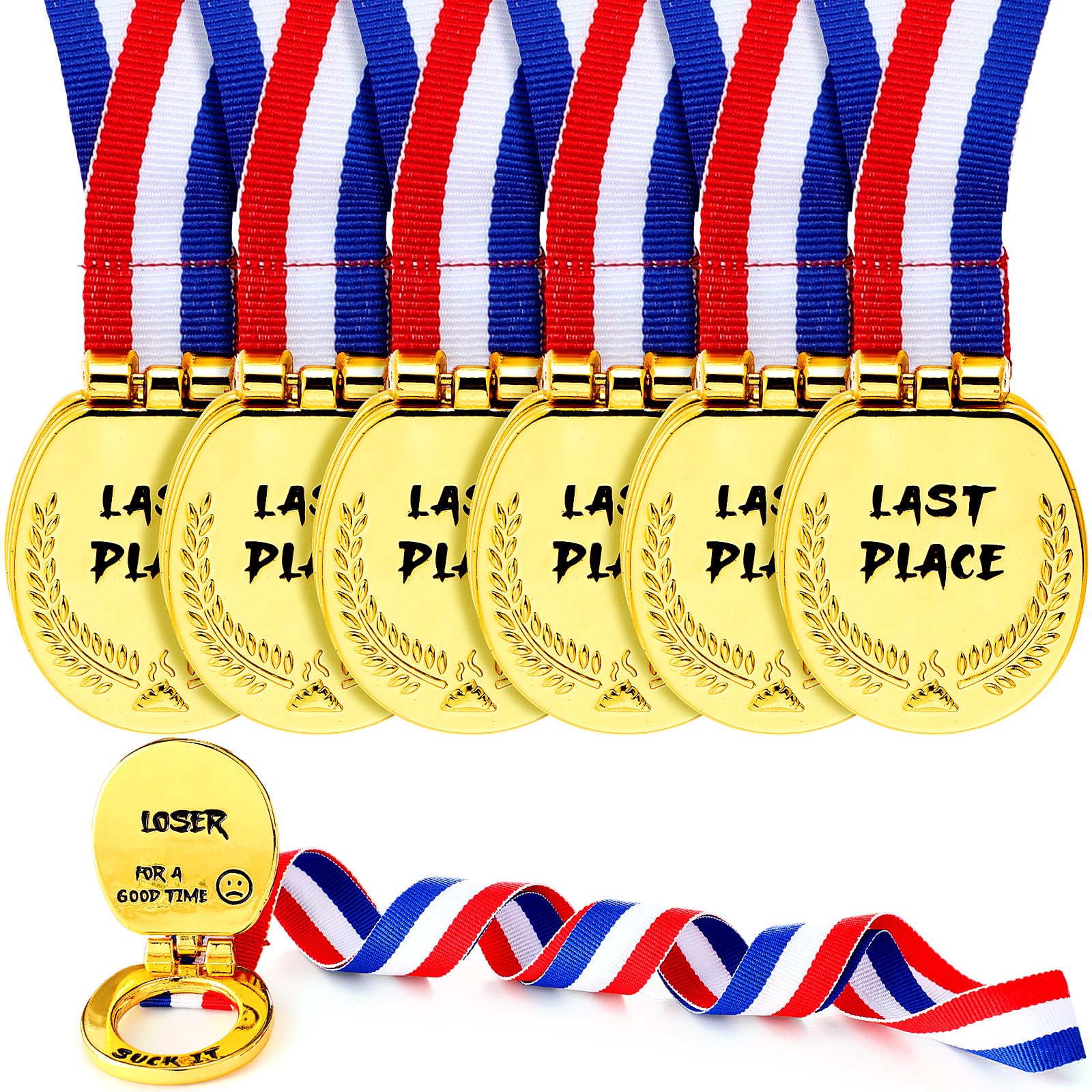 Funny Last Place Toilet Medal - 1.6 Inch Wide Loser Award Toilet Seat Flip Cover Design with Webbing - Great for Competitions, Gag Gifts & Prank Supplies - Perfect for Office Pranks, Sports Loser Trophies & Bathroom Humor