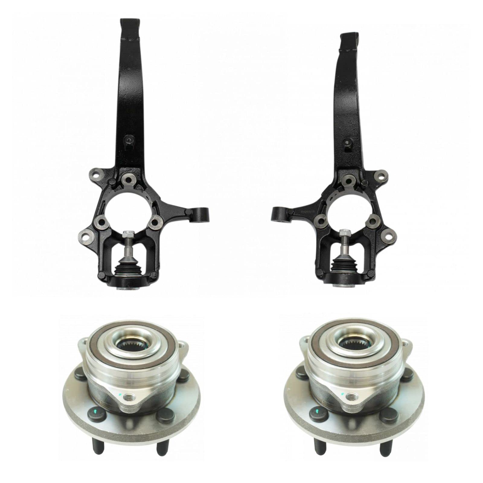 Jeep Dodge Front Wheel Hub & Bearing Assembly with Knuckles Kit - Replacement for Off-Roading, Towing & Daily Driving
