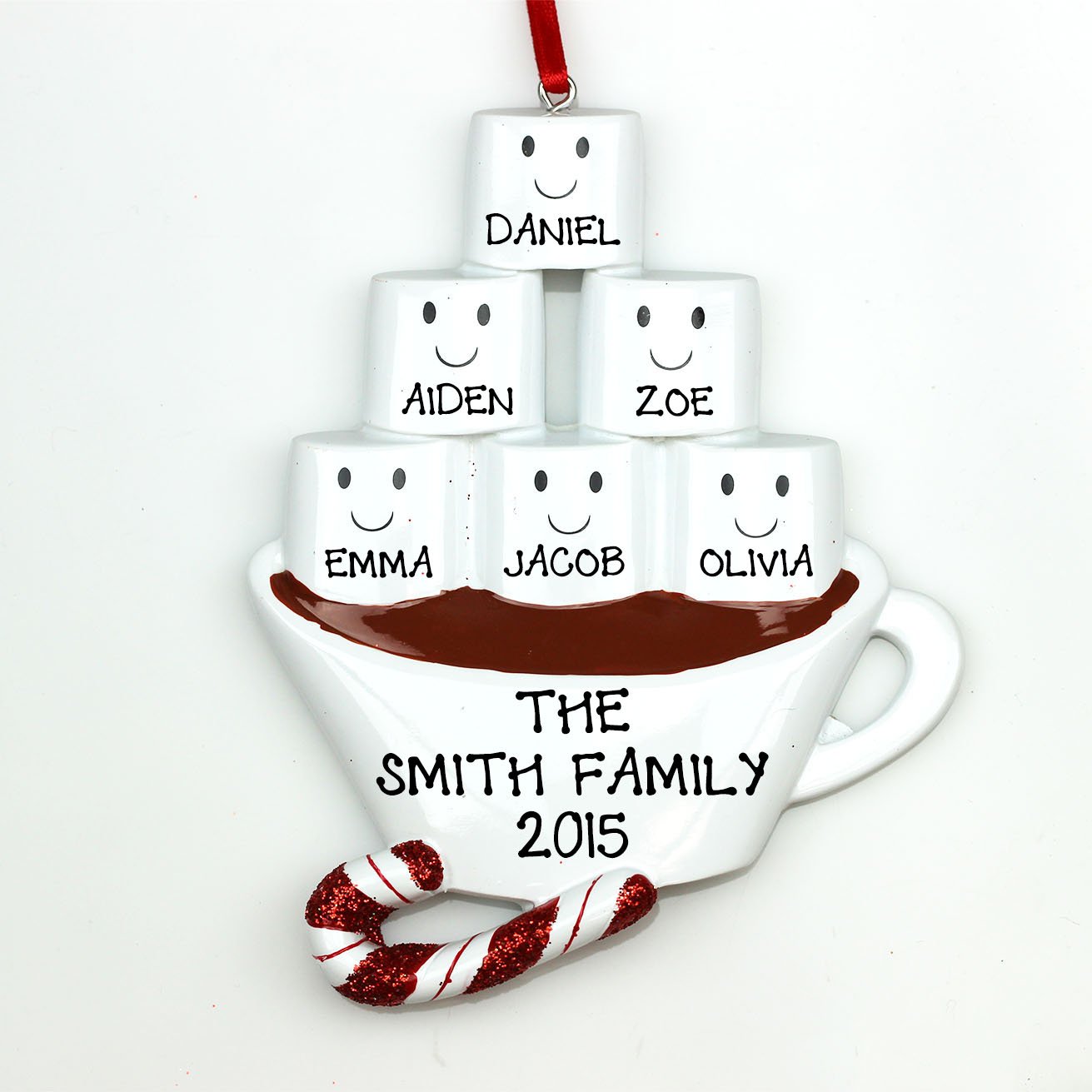 Custom Christmas Ornaments for Family - Hot Chocolate Themed with 4 Kids - Perfect for Holiday Decorations & Family Gift Giving