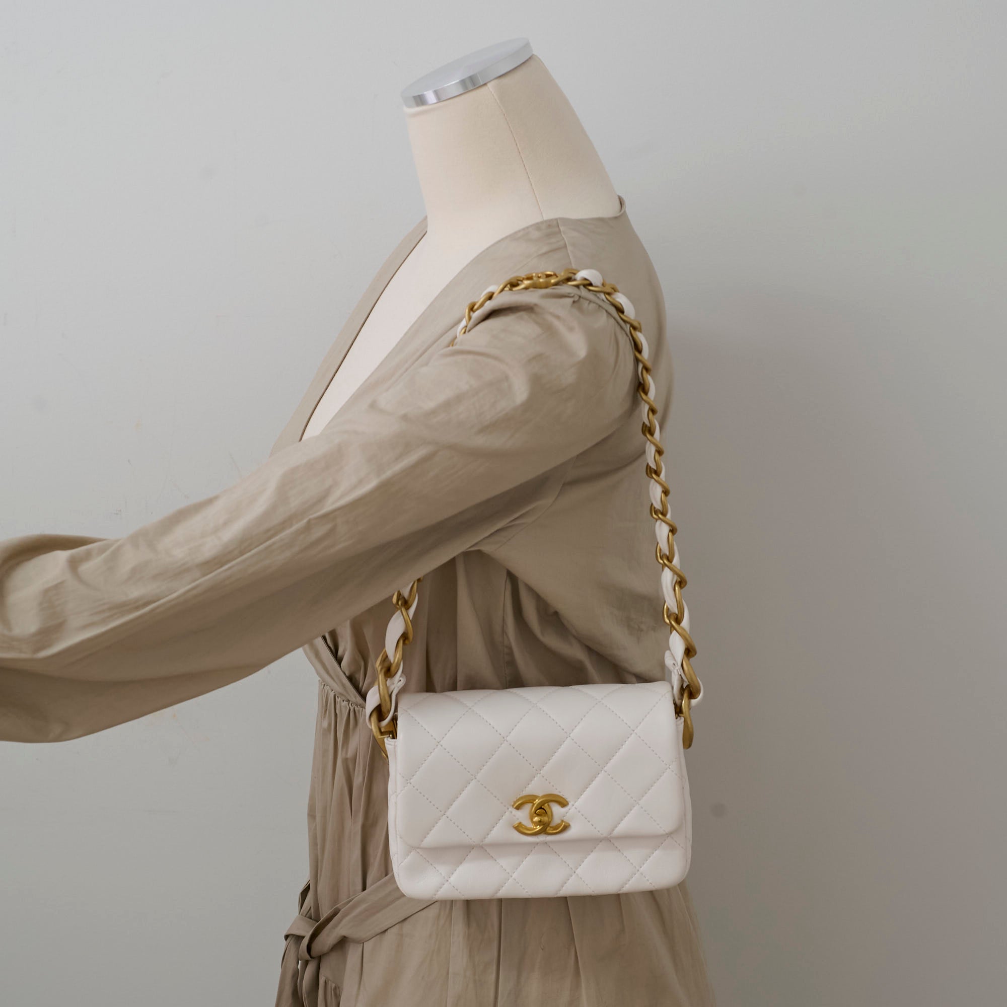 Chanel Seasonal Shoulder Bag White Microchip - Luxury Designer Handbag for Women, Perfect for Parties, Dating & Special Occasions