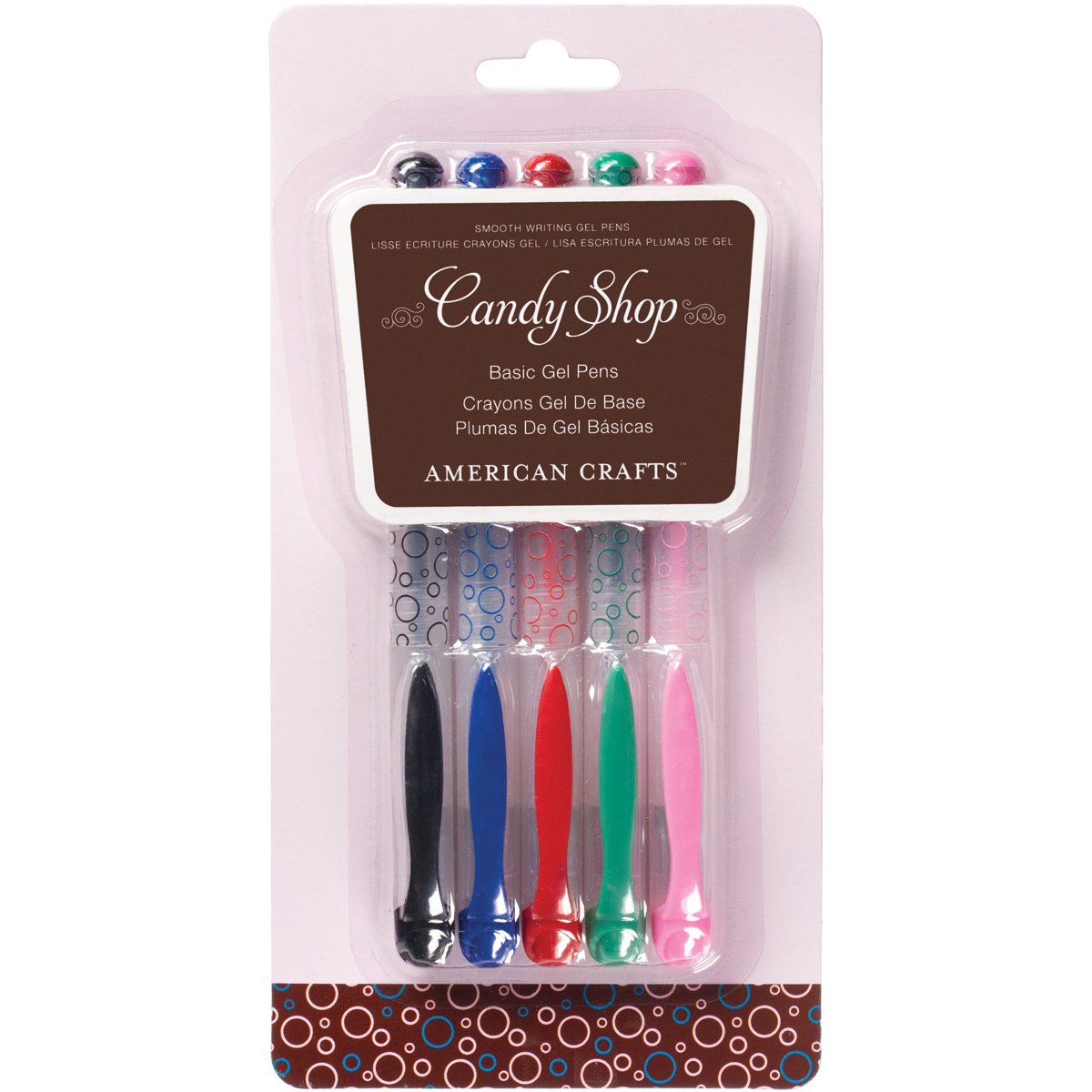 American Crafts 5-Pack Candy Shop Gel Pens - Vibrant Colors, Smooth Writing for School, Office & Art Projects - Perfect for Note Taking, Journaling & Creative Designs