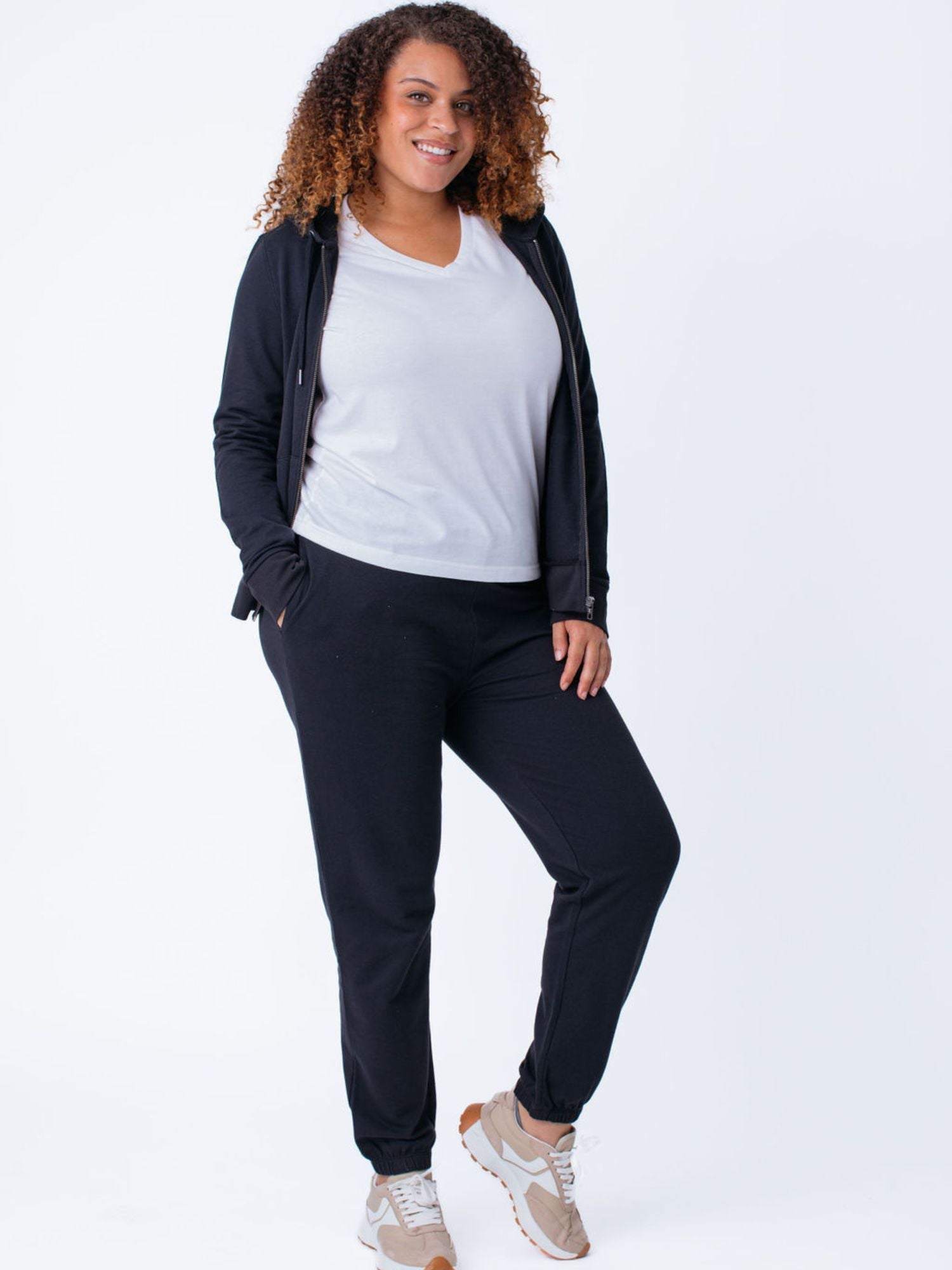 Women's Black Terry Jogger Pants - Soft Lounge Pants for Women, Comfortable Casual Sweatpants for Running, Yoga & Home Wear - Perfect for Workout, Relaxing & Everyday Use