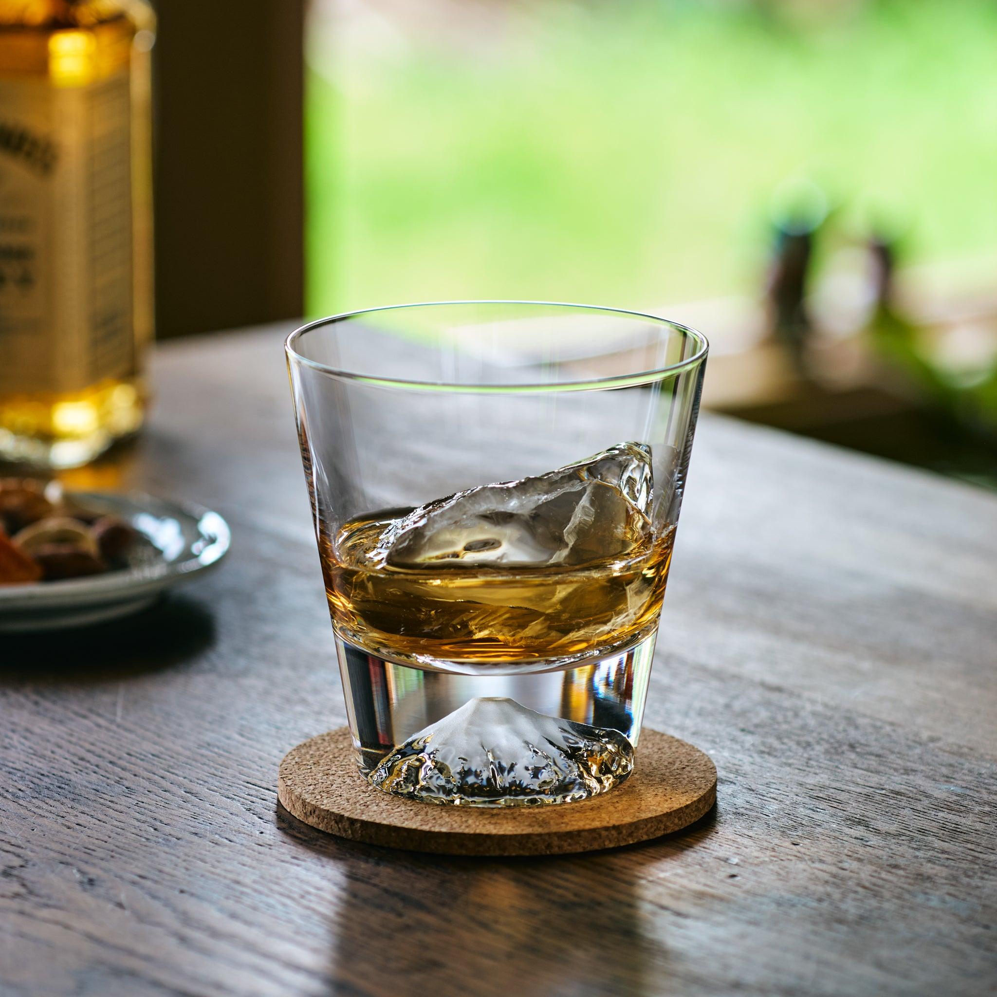 Tajima Mount Fuji Whiskey Glass Set of 2 - Japanese Style Rocks Glasses for Bourbon, Scotch & Cocktails - Perfect for Home Bar, Gifts & Japanese Culture Enthusiasts