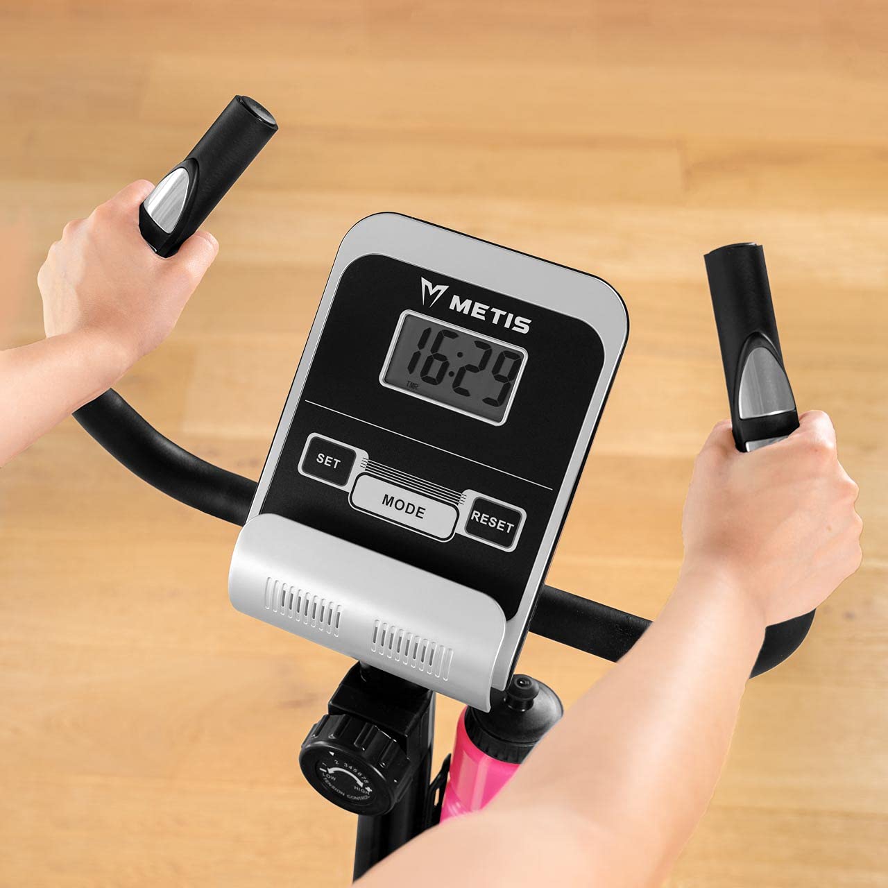 METIS Home Fitness Exercise Bike - 8 Resistance Levels Stationary Bike for Beginners & Advanced Users | Adjustable Seat & Water Bottle Holder | Perfect for Home Gym, Cardio Workouts & Indoor Cycling Training