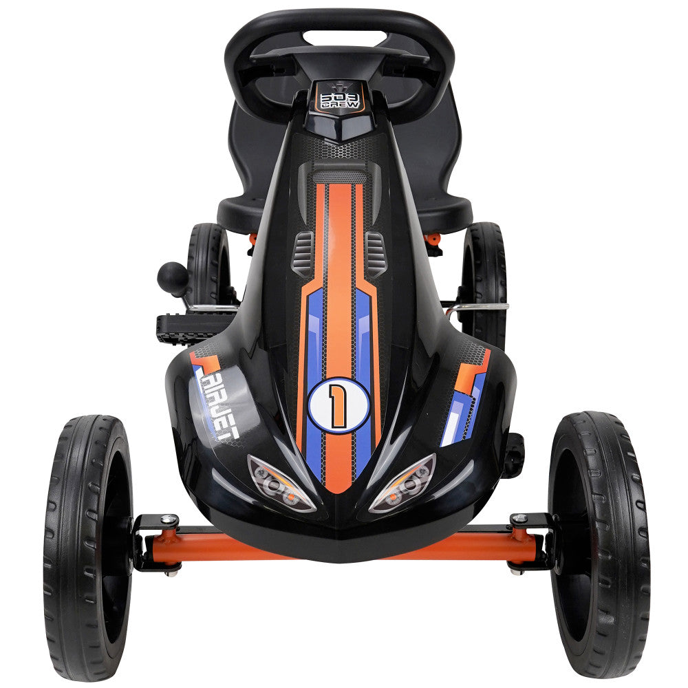 Jet-Powered Pedal Go Kart for Kids - Orange Sporty Graphics - Outdoor Racing Fun & Backyard Adventures