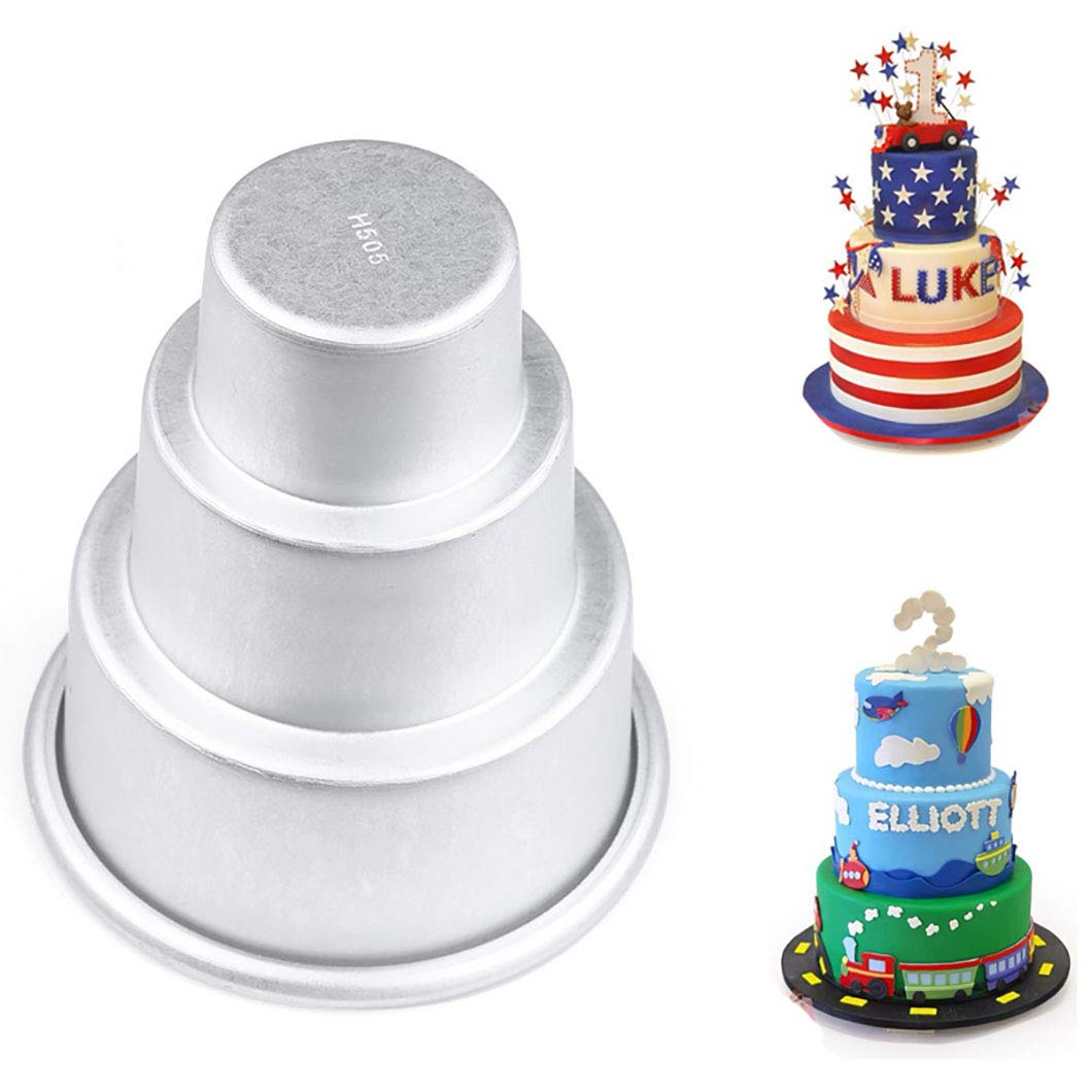 DIY Mini 3-Layer Cake Pans - Aluminum Alloy Pudding & Chocolate Cake Molds Set (3Pcs S/M/L) for Baking Birthday, Wedding & Party Desserts | Creative Cake Baking Tools for Home Bakers