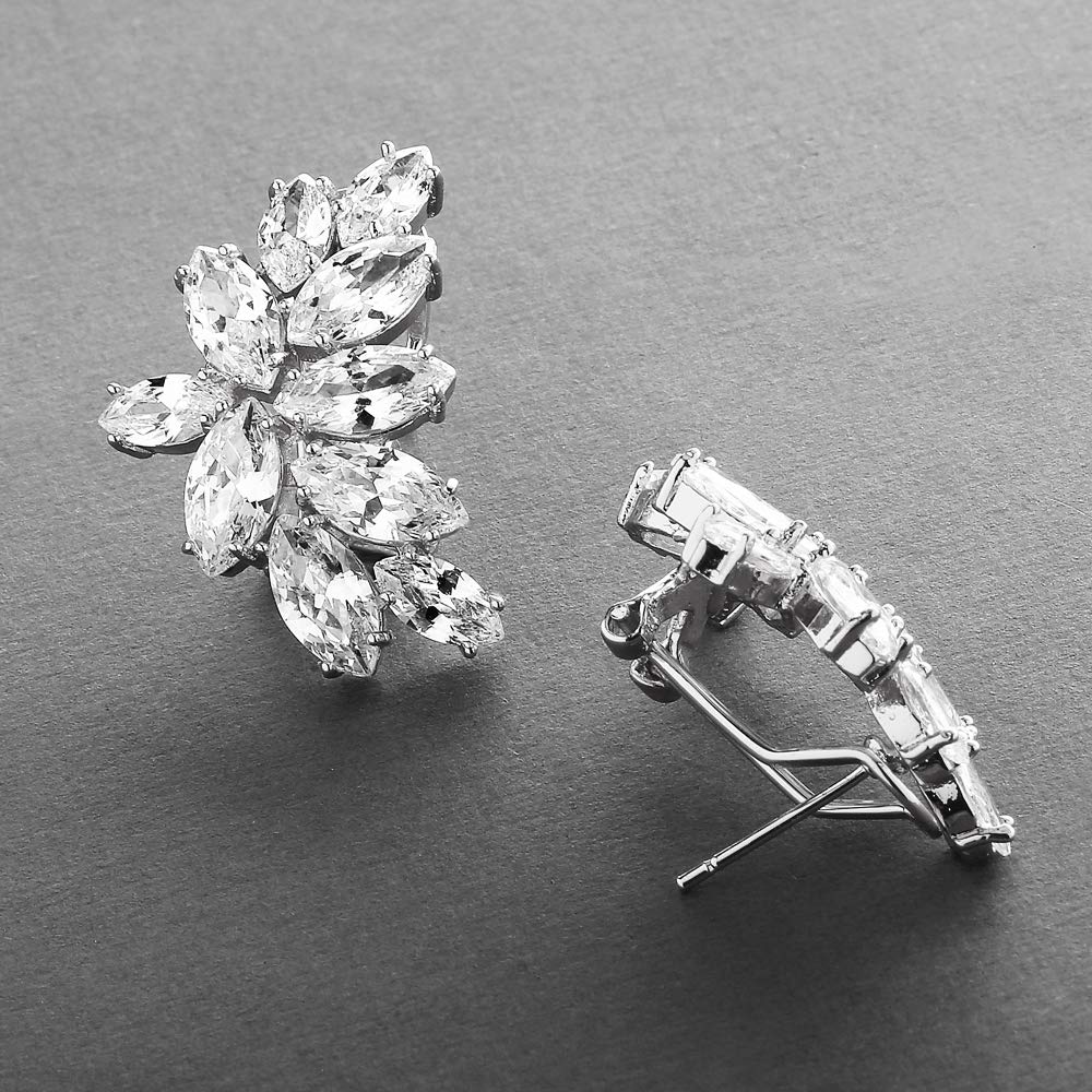 Elegant Mariell Cubic Zirconia Crystal Bridal Earrings - Marquis Cut CZ Curved Cluster Dangle Earrings for Wedding, Bridesmaid, Prom, Mother of the Bride | Perfect for Formal Events, Anniversary Gifts & Special Occasions