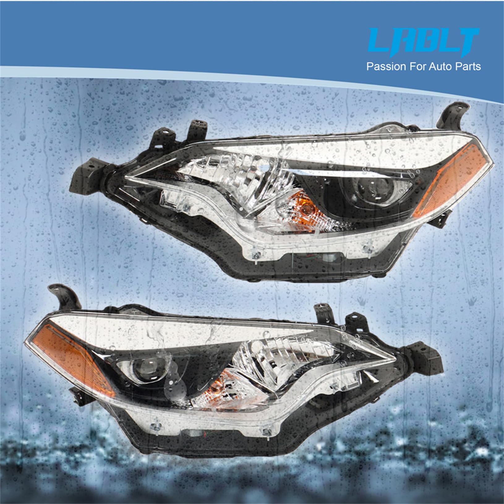 LABLT Halogen Headlight Assembly Replacement Pair - Left & Right Side for 2014-2016 Toyota Corolla (Driver & Passenger) | Durable Headlamps for Night Driving & Foggy Conditions