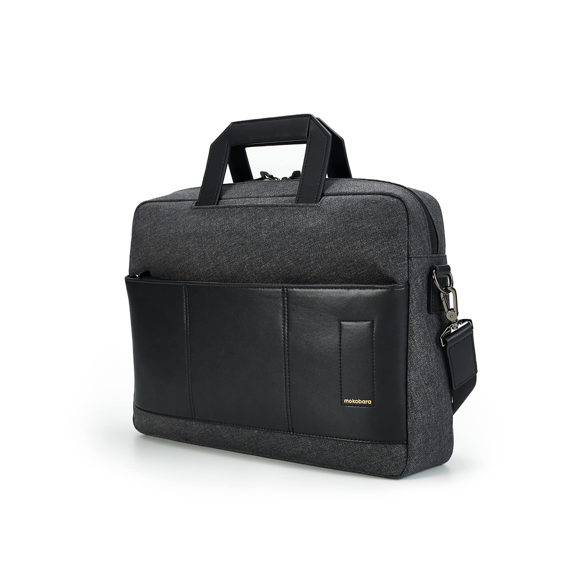 MOKOBARA Vegan Leather Water Resistant 15.6 Inch Laptop Crossbody Bag for Men & Women - 24L Capacity - Perfect for Work, Travel & Daily Commute (2022 Model)