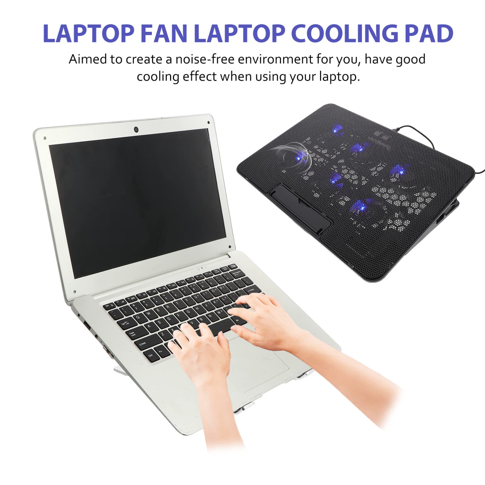 Portable Laptop Cooling Pad with Fan - Adjustable Laptop Stand with Exhaust Cooling System, Plastic Base for Desk Use, Ideal for Gaming, Office, and Home Workspaces
