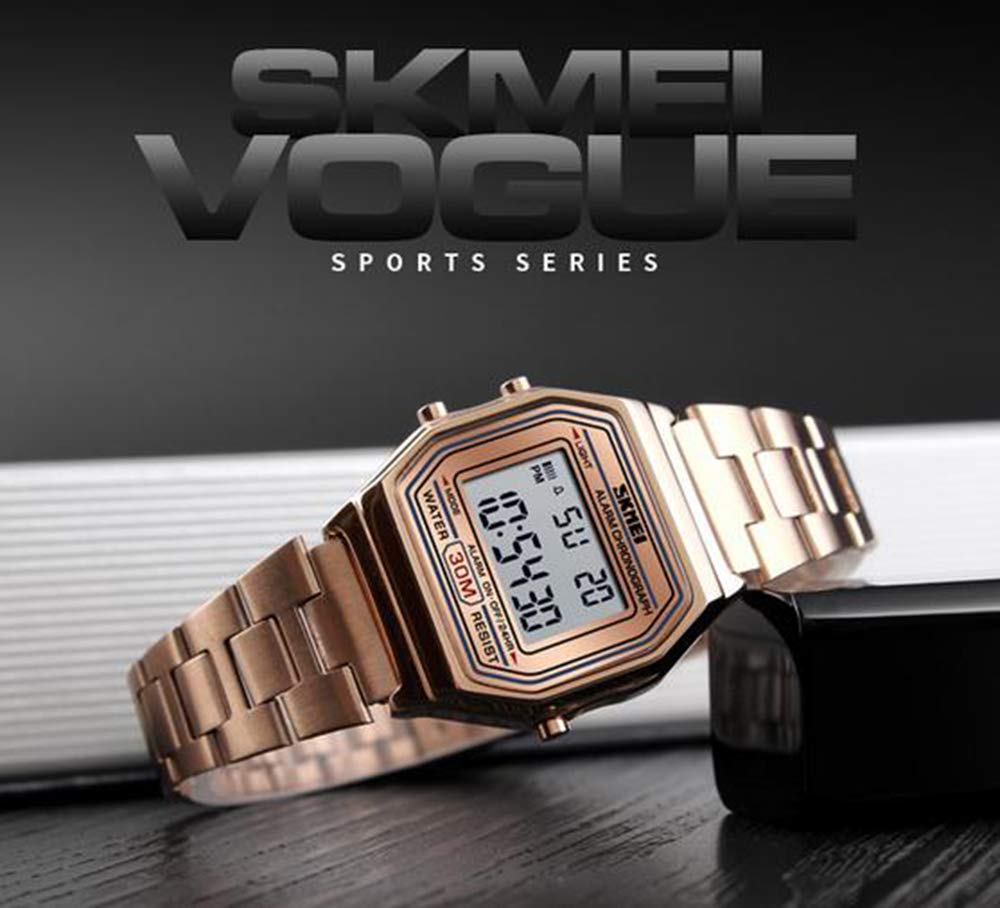 Gosasa Women's Digital Watch - Ultra Thin Gold Stainless Steel Waterproof Sports Watch with Backlight, Timer & Alarm | Perfect for Running, Gym Workouts & Outdoor Activities