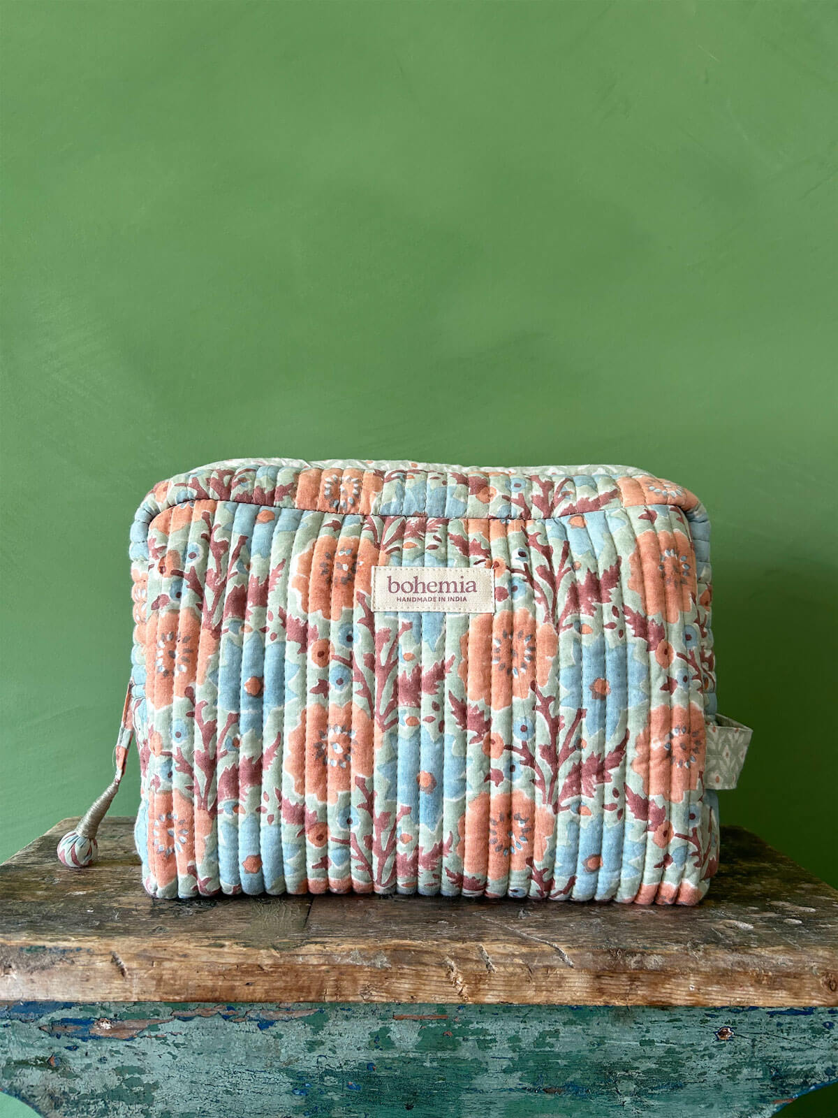 Floribunda Washbag - Duck Egg Blue Waterproof Makeup Pouch for Travel & Gym | Compact Cosmetic Organizer for Toiletries, Brushes & Essentials