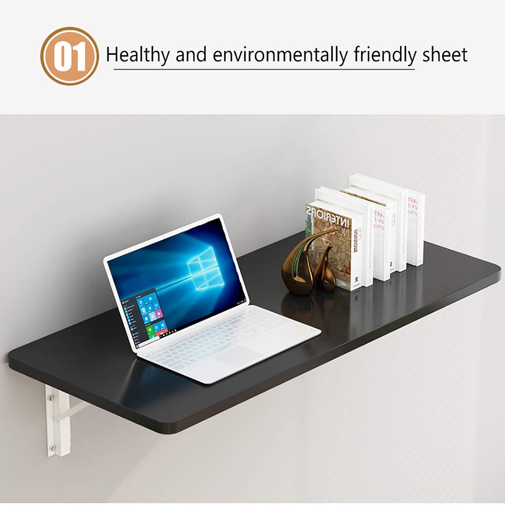 Wall-Mounted Drop-Leaf Table - Space Saving Floating Wooden Desk for Home Office, Laundry Room & Small Spaces - Perfect as Computer Desk, Workstation or Foldable Dining Table