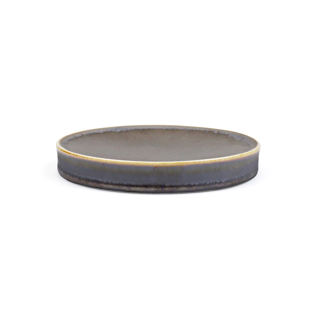 Premium Metallic Black Grazed Stage Plate Kozara - 5.5 Inch Diameter Elegant Dinnerware for Fine Dining & Japanese Cuisine Presentation