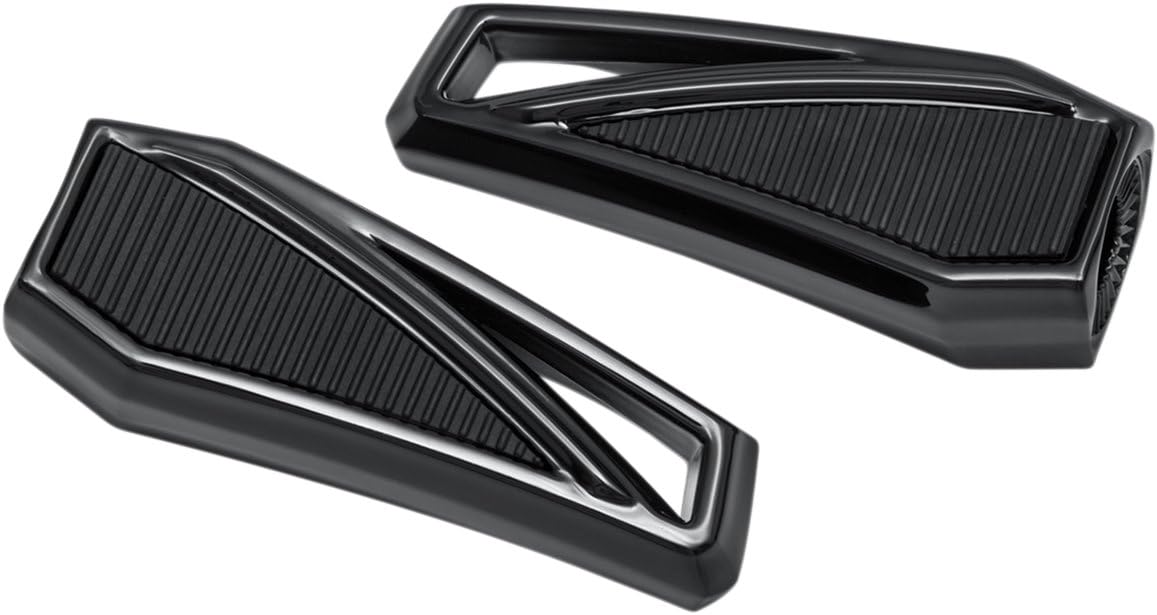 Kuryakyn 5761 Gloss Black Motorcycle Foot Controls - 2 Pack Set for Harley Davidson & Cruiser Bikes | Premium Replacement Foot Pegs for Enhanced Riding Comfort & Control