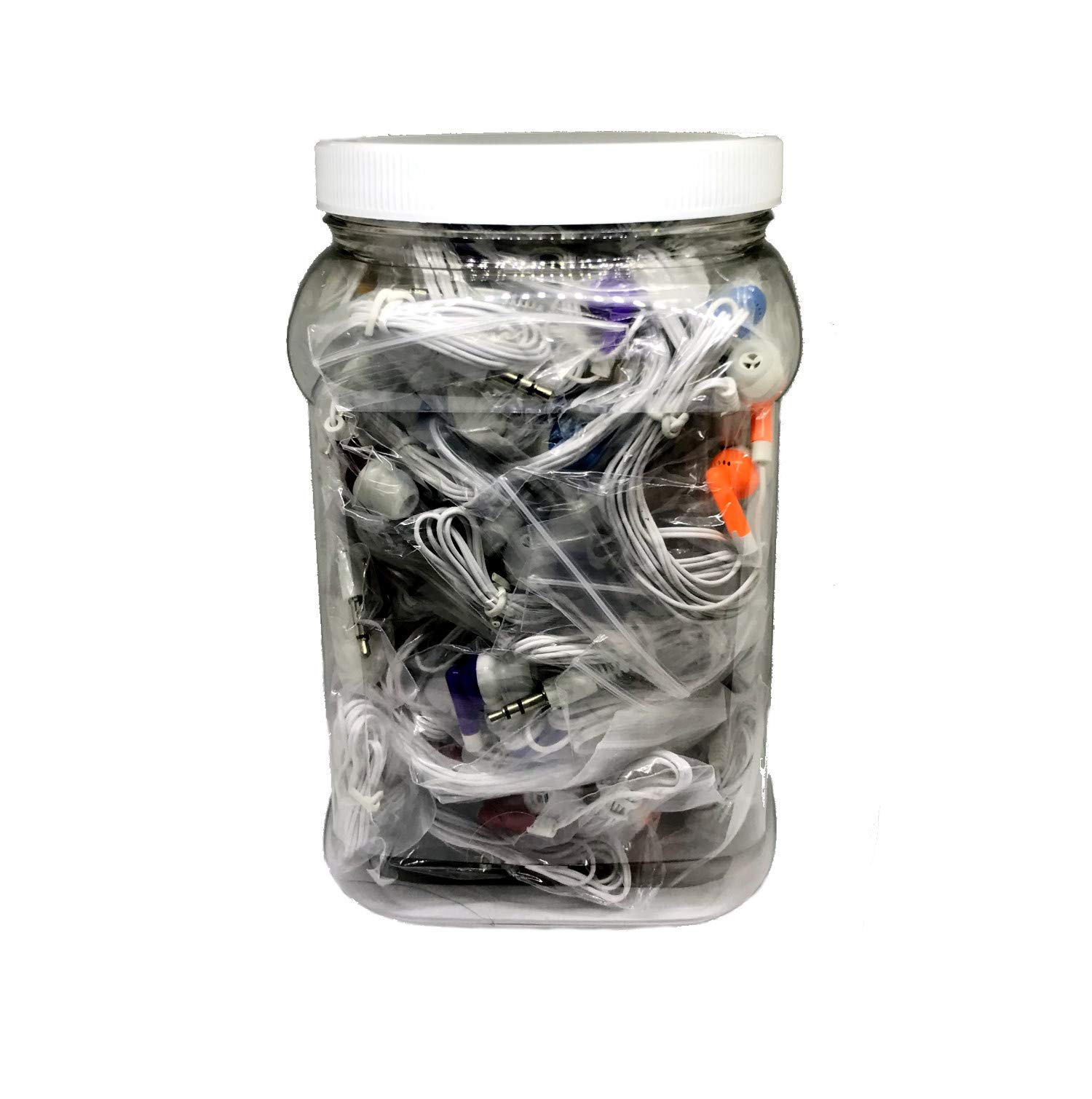 TFD Supplies Wholesale Bulk Earbuds Headphones 50 Pack - Mixed Colors in Durable Storage Tub | Perfect for Schools, Gyms, Events & Retail Resale