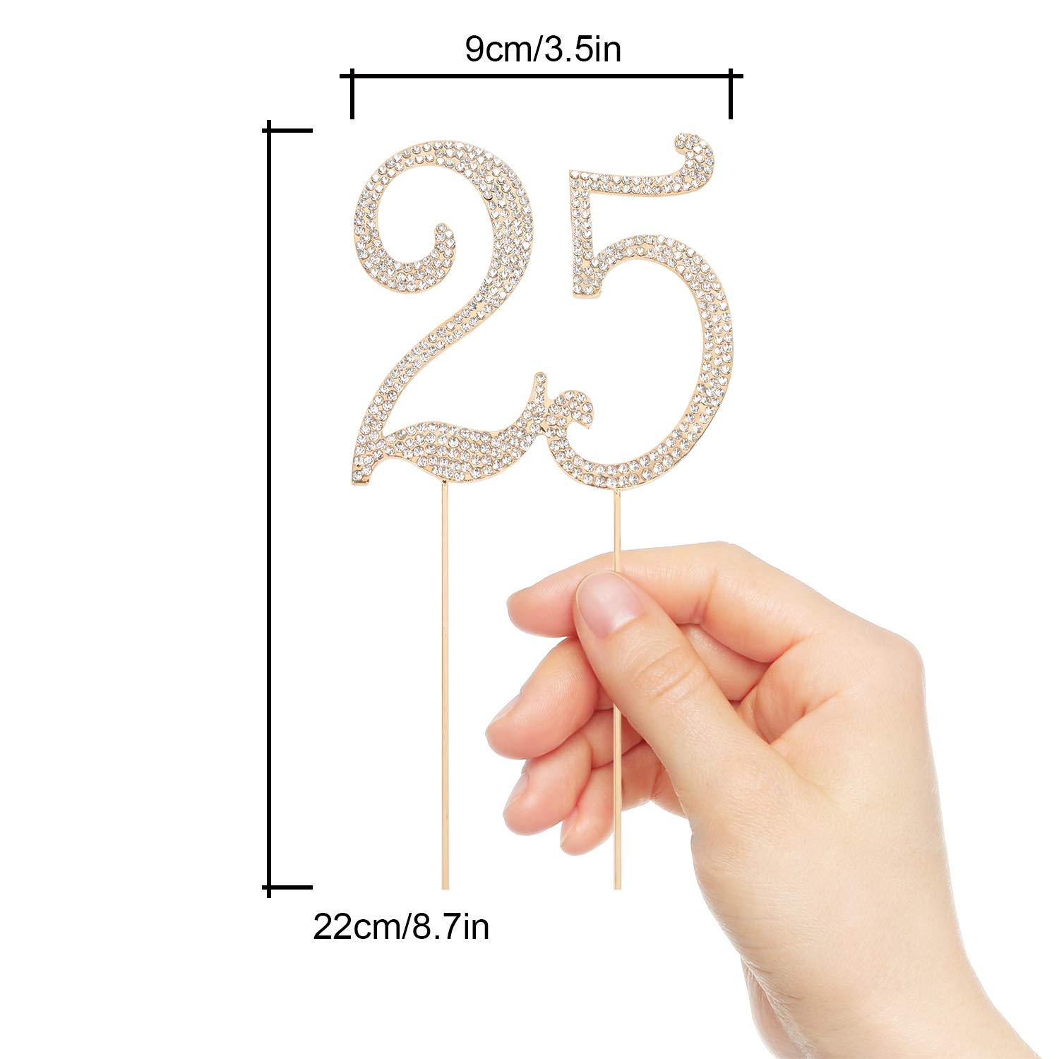 25th Birthday Cake Topper - Bling Crystal Gold Keepsake for 25th Anniversary Party Decorations | Perfect for Milestone Celebrations, Wedding Anniversaries & Special Occasions