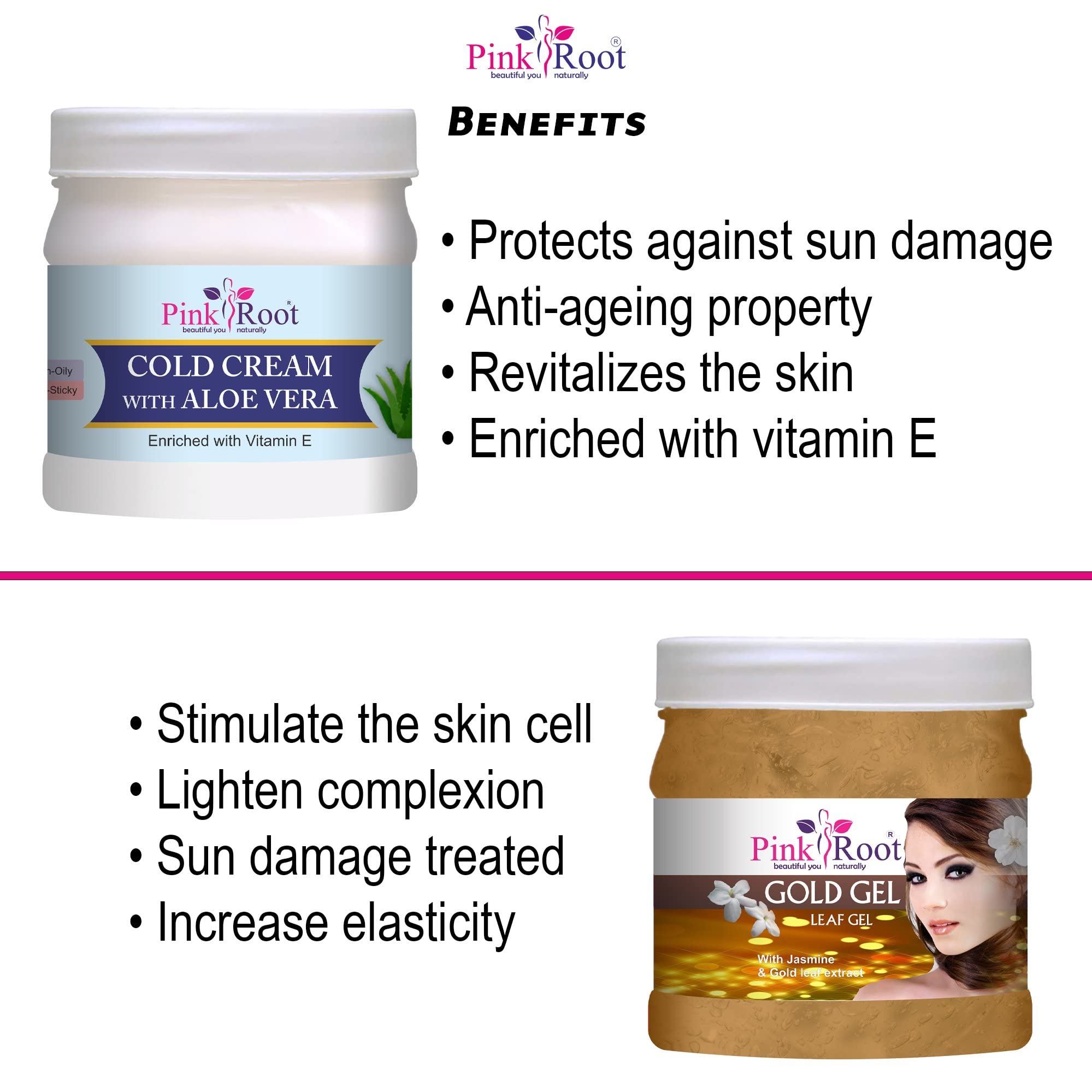 **Pink Root Gold Hair Gel 500g with Aloe Vera Cold Cream 500g – Natural Hair Growth & Scalp Care for Men & Women – Perfect for Daily Styling & Moisturizing**