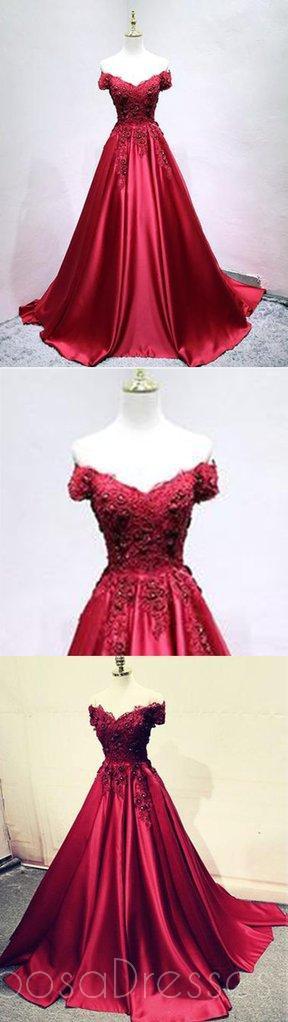Elegant Off Shoulder Dark Red Long Evening Prom Dress - Custom Made Party Gown for Formal Events | Perfect for Homecoming, Prom Night & Special Occasions