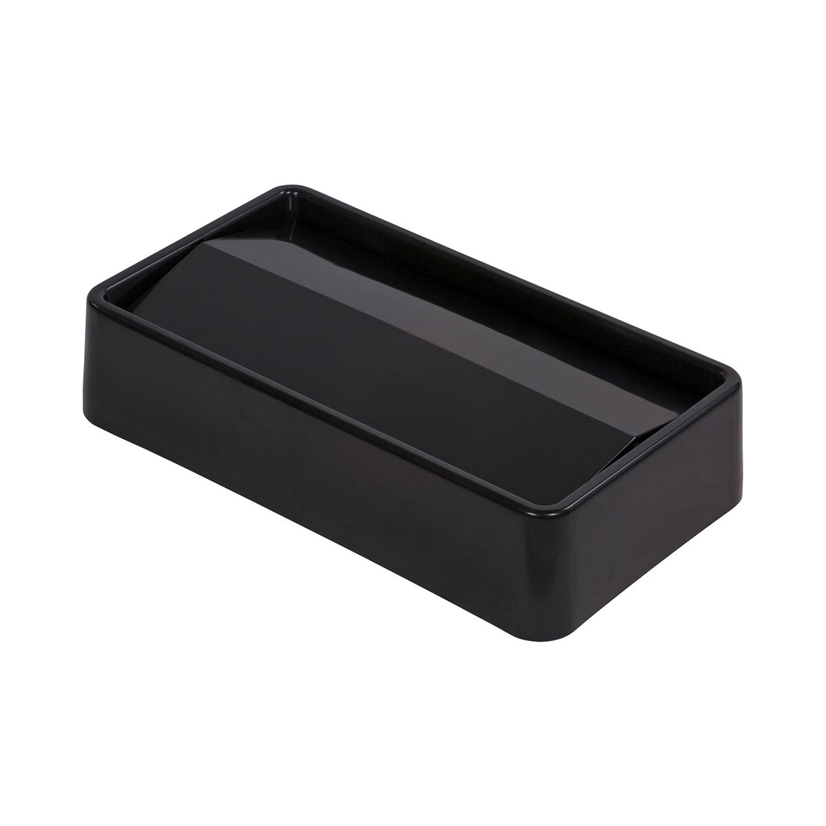 Carlisle 34202403 TrimLine Rectangle Swing Top Waste Container Trash Can Lid - Black | Durable Kitchen & Office Trash Can Cover for Easy Disposal