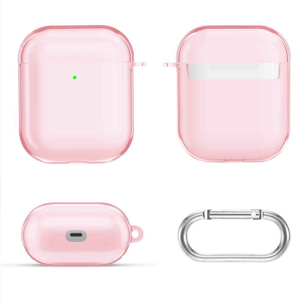 Valkit Clear TPU AirPods Case Cover with Keychain - Shockproof Protective Case for AirPods 1 & 2 (Pink) - Compatible with Apple AirPods Charging Case - Perfect for Women, Men & Teens - Gym, Travel & Everyday Use