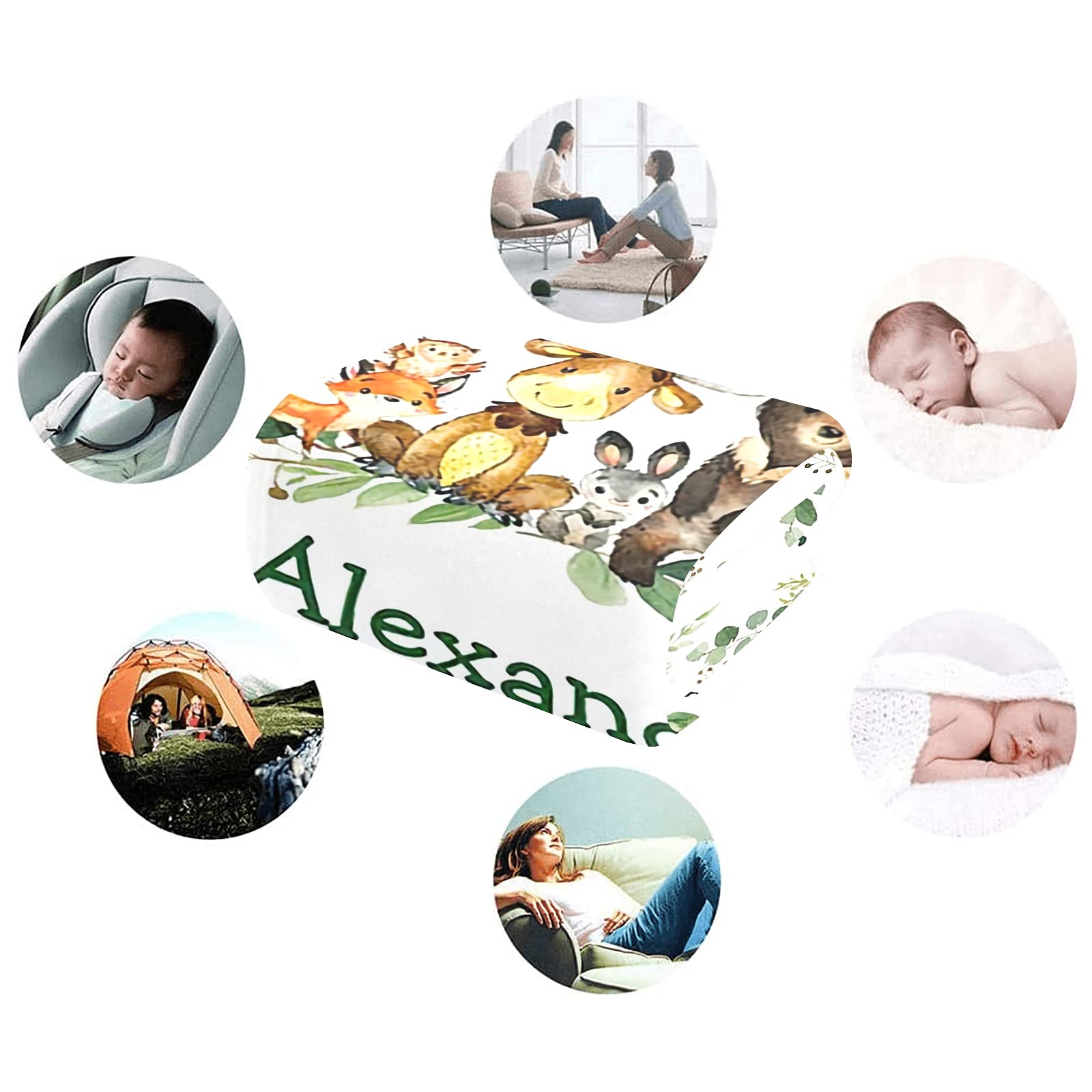 Personalized Baby Blanket with Name & Animals - Custom Soft Blankets for Newborns | Baby Shower Gift for Boys & Girls | Nursery Decor & Neutral Baby Essentials | Perfect for Cuddling, Swaddling & Nursery Decorations