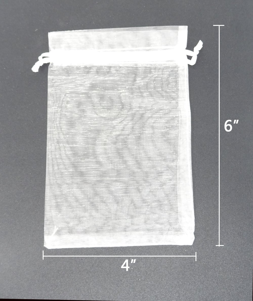 100Pcs 4x6 Inch White Organza Jewelry Pouches - Premium Wedding Favor Bags, Party Gift Bags & Candy Bags for Bridal Showers, Baby Showers, Birthday Parties and Special Events