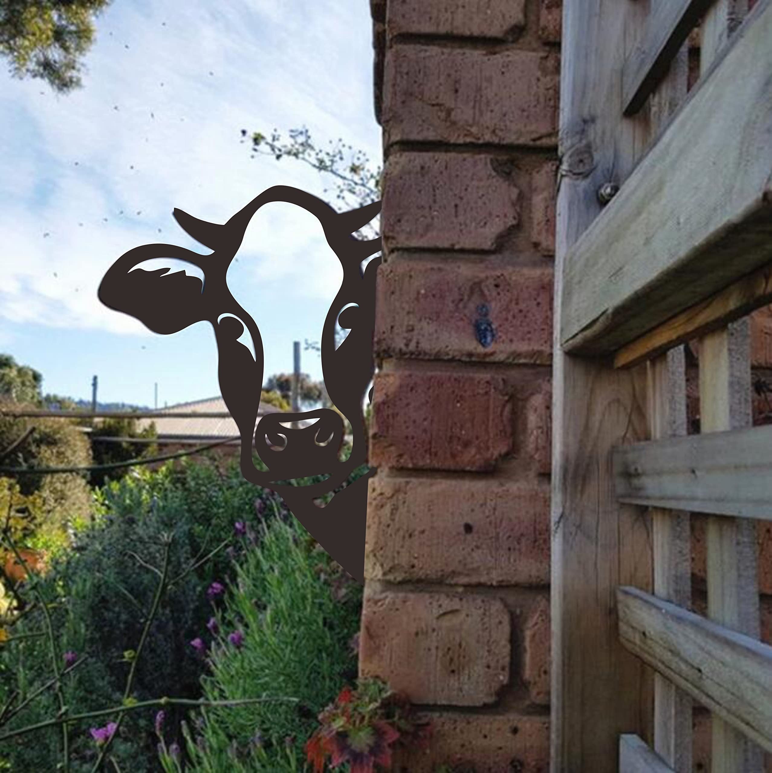 Rustic Cow Metal Art - Farm & Garden Decor, Fence & Yard Decoration for Farmhouse, Lawn, Outdoor Patio | Perfect for Countryside Homes, Backyard Landscaping & Western-Themed Gardens