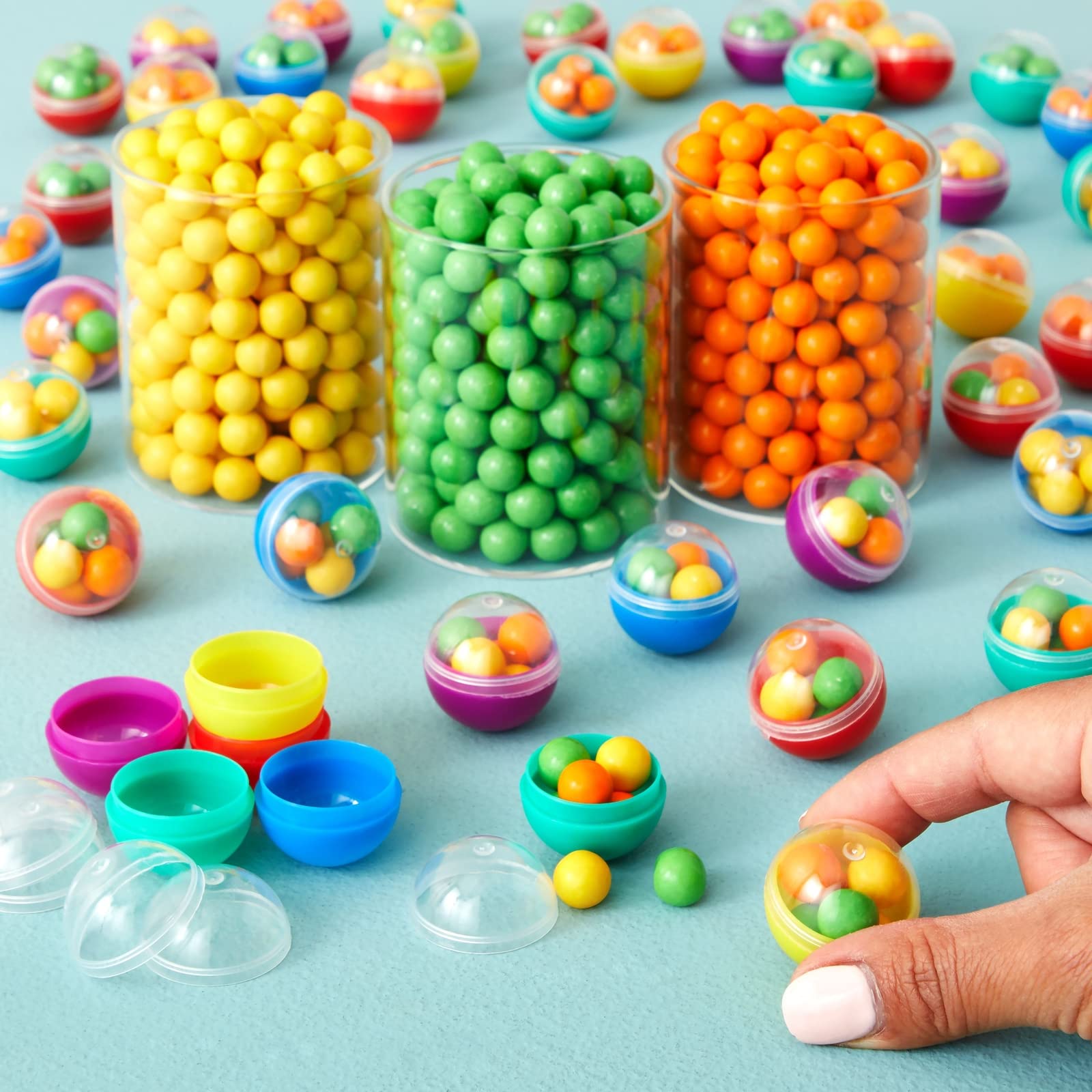250-Pack 1 Inch Vending Machine Capsules - Bulk Gumball, Toy & Temporary Tattoo Refills (5 Colors) for Arcades, Parties & Retail Stores