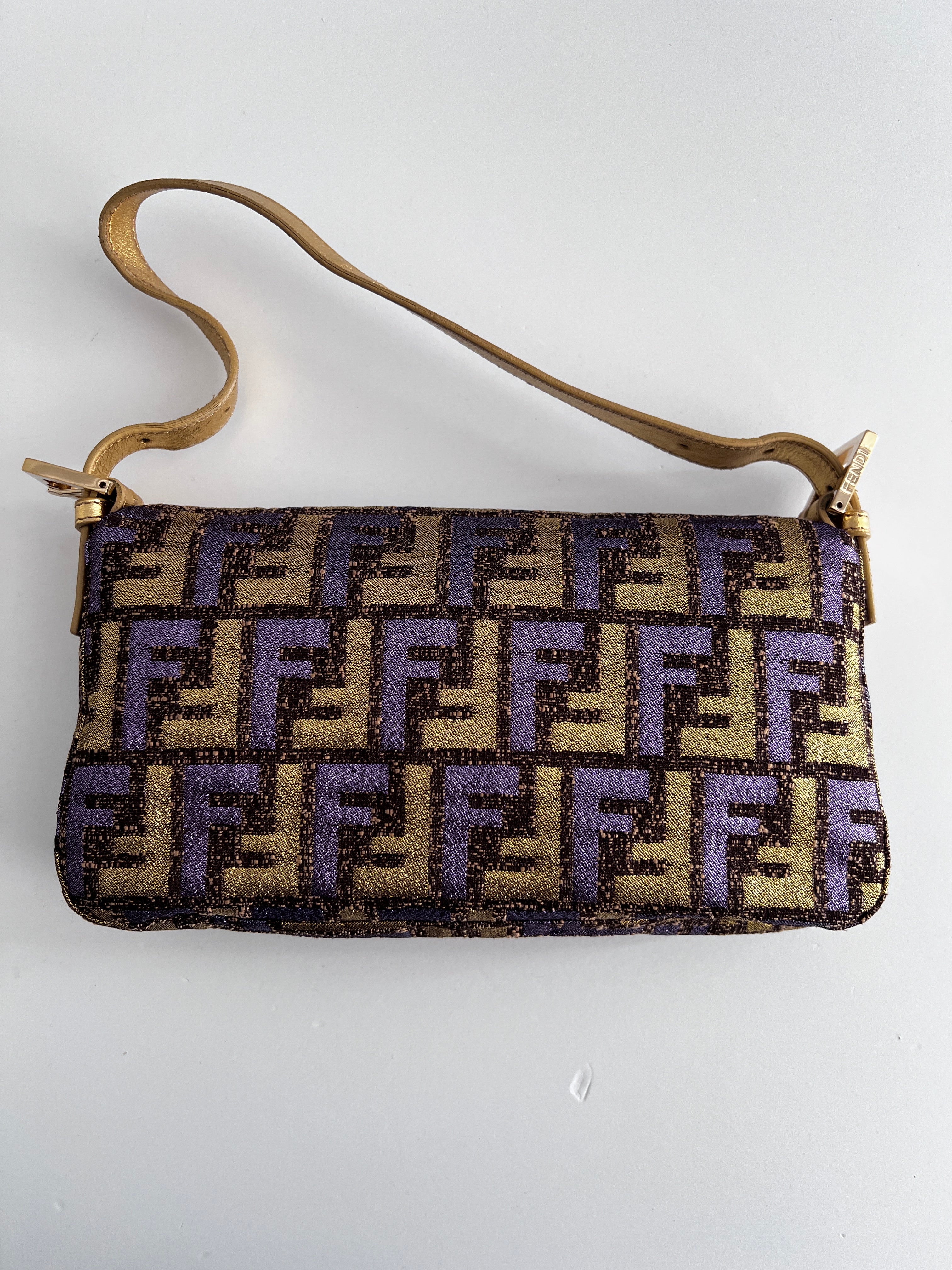Fendi Metallic Zucca Baguette Bag - Luxury Designer Crossbody Purse for Women | Perfect for Evening Parties, Date Nights & Special Occasions