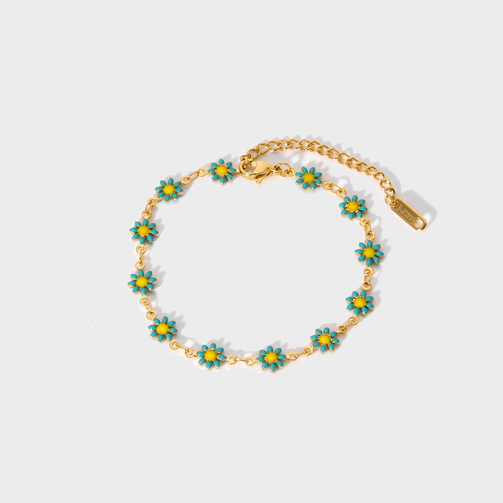 Charming Enamel Flower Bracelet & Necklace Set for Women - Elegant Jewelry Gift for Birthday, Anniversary & Valentine's Day | JDB635 | Perfect for Everyday Wear, Date Nights & Special Occasions