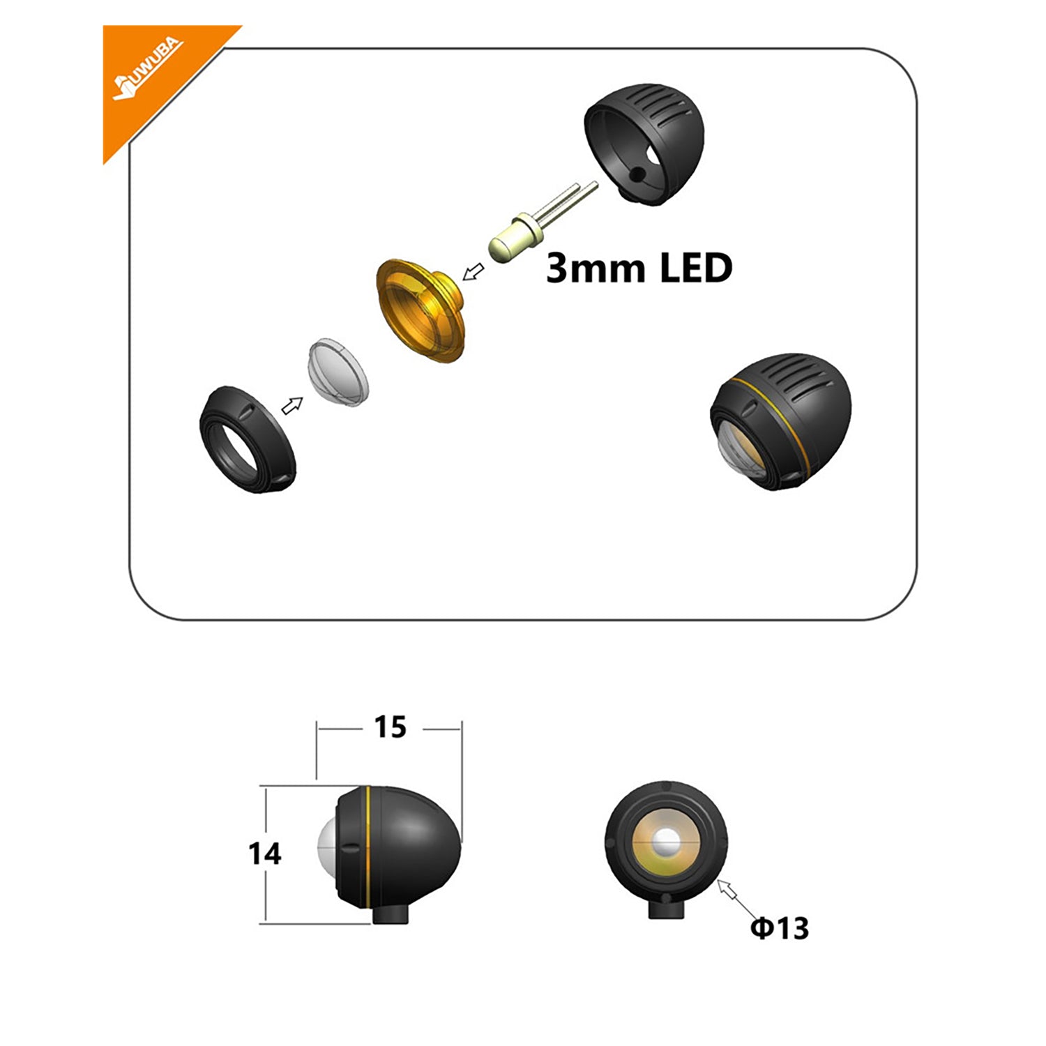 2.2V 3V LED Spotlight for 1/10 1/14 Scale RC Crawler, Off-Road Vehicles, Tractor Trucks & Excavators - DIY Lighting Kit for Night Crawling, Construction Site Play & RC Model Customization