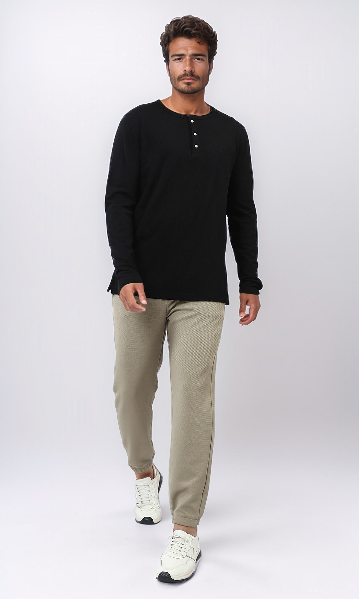 Men's Solid Black Henley Shirt with Buttoned Neck - Casual Short Sleeve Cotton Top for Everyday Wear, Outdoor Activities & Date Nights