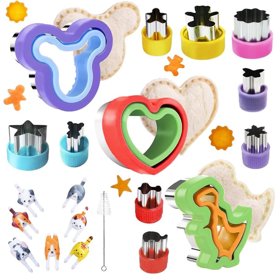 12-Piece Vegetable & Fruit Shape Cutters Set - Stainless Steel Mini Cookie Cutters for Kids, Bento Box Lunch, Cake Decorating - Fun Shapes for Healthy Snacks & Party Food Prep