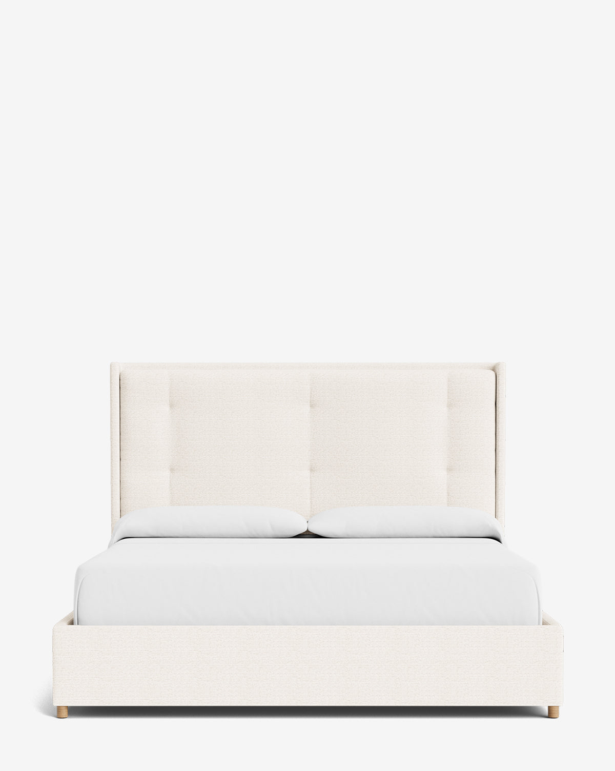 Luxury Ria Upholstered Bed Frame - Queen Size Platform Bed with Soft Fabric Headboard - Modern Bedroom Furniture for Master & Guest Rooms